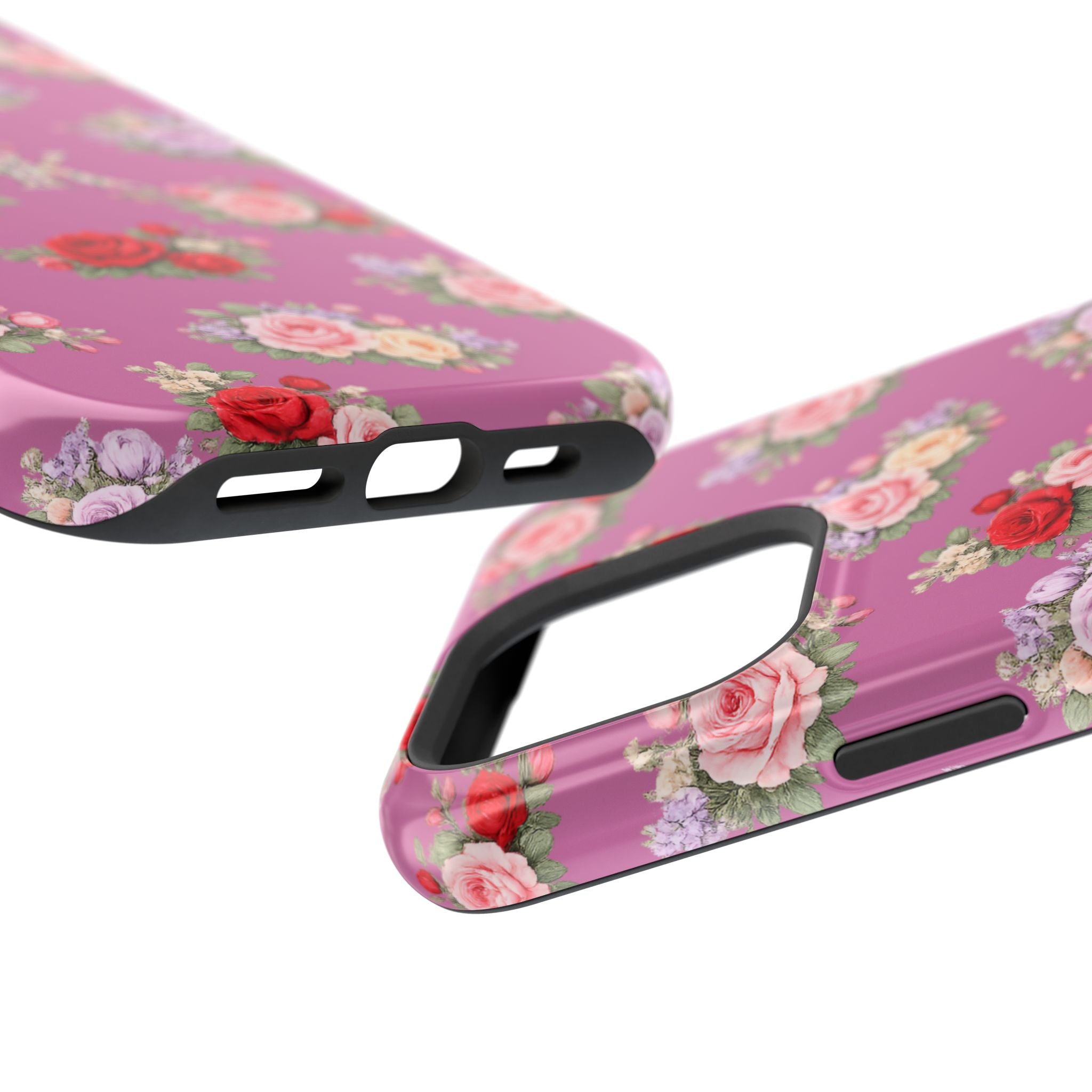 Anthos Collection Light Pink  Vintage Floral Rose Pattern Magnetic Impact-Resistant Phone Case