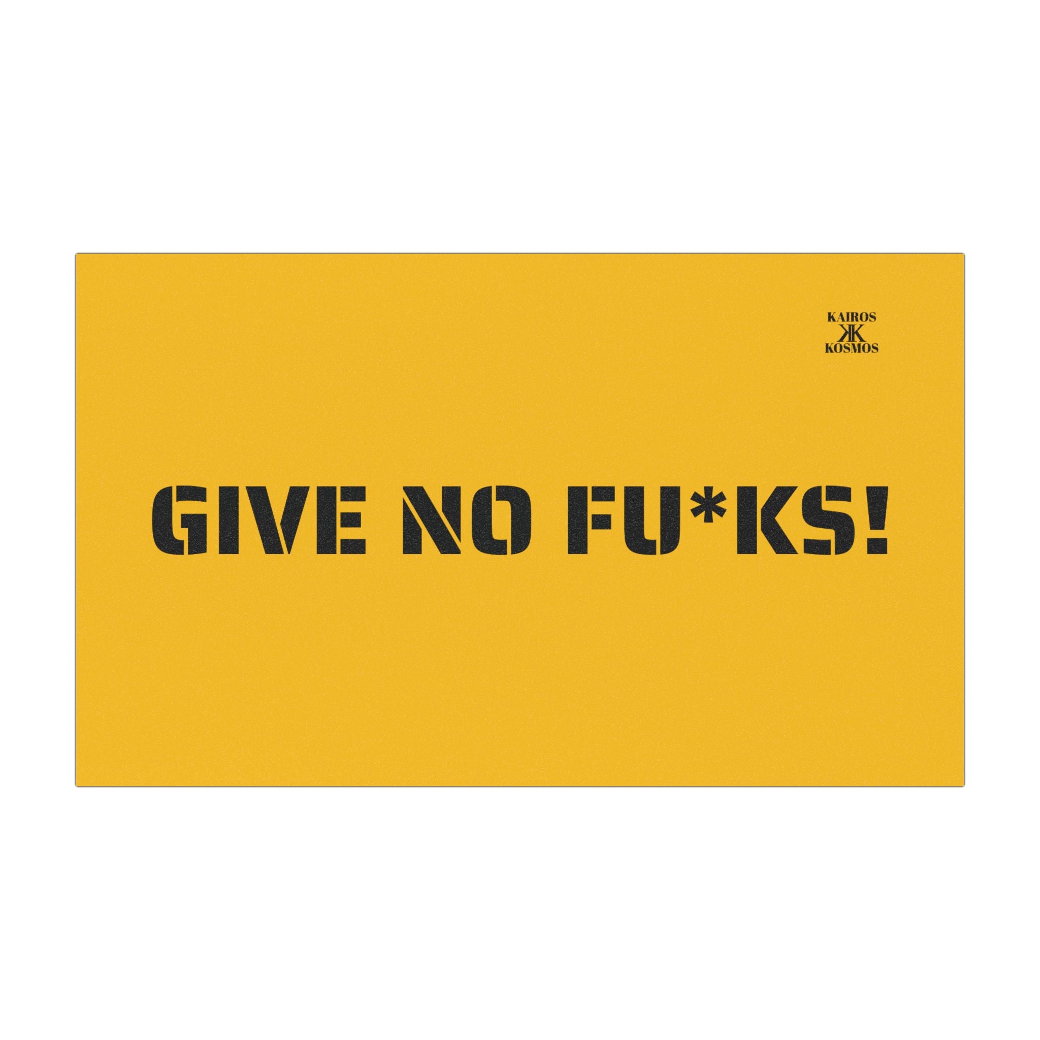 Kairos Kosmos Car Magnet Yellow — "GIVE NO FU*KS!" Bold Black Vinyl Décor