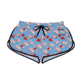 Anthos Collection Light Blue Floral Stretch Women's Relaxed Shorts — Vintage Pink & Red Rose All-Over Print