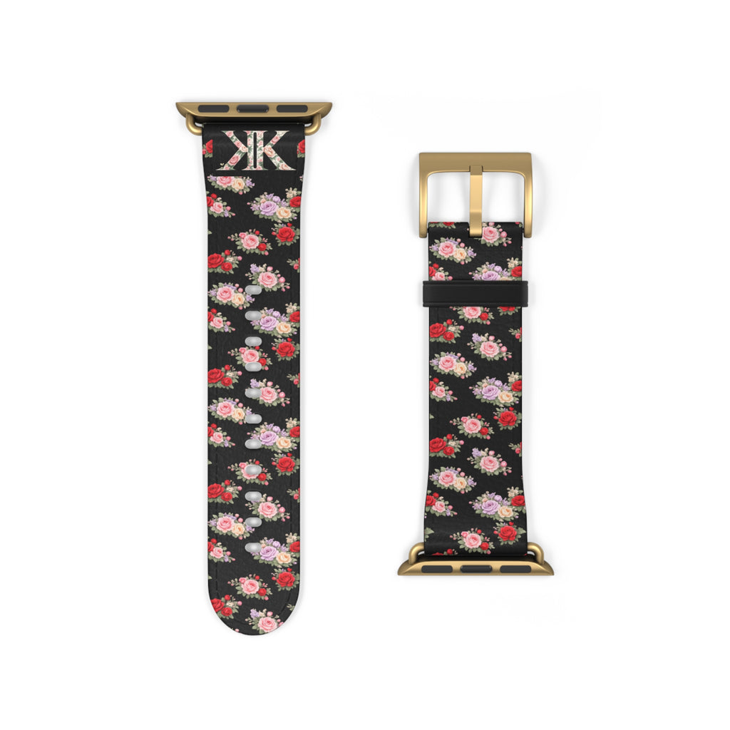 Anthos Collection BLACK Floral Vintage Watch Band — Apple Watch Strap