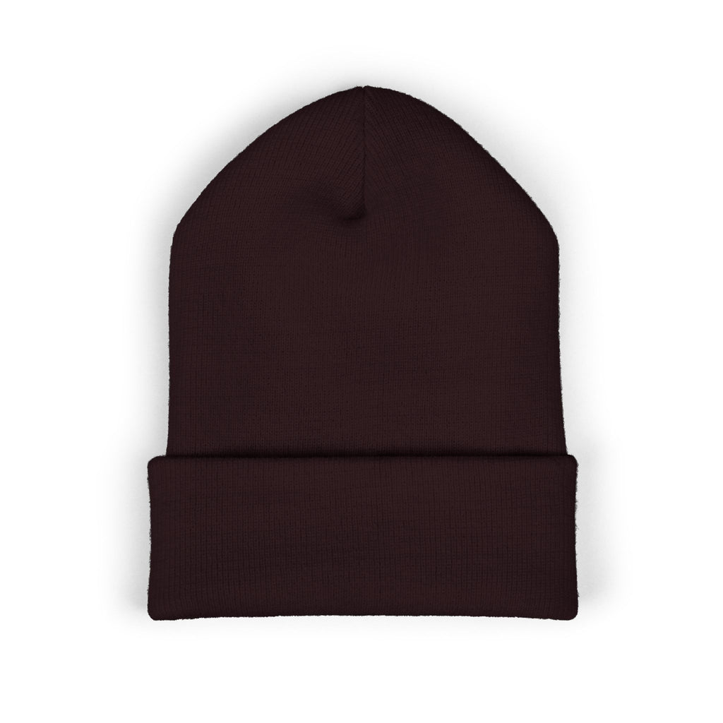 Kairos Kosmos Embroidered Cuffed Beanie — Minimal Logo Knit Hat