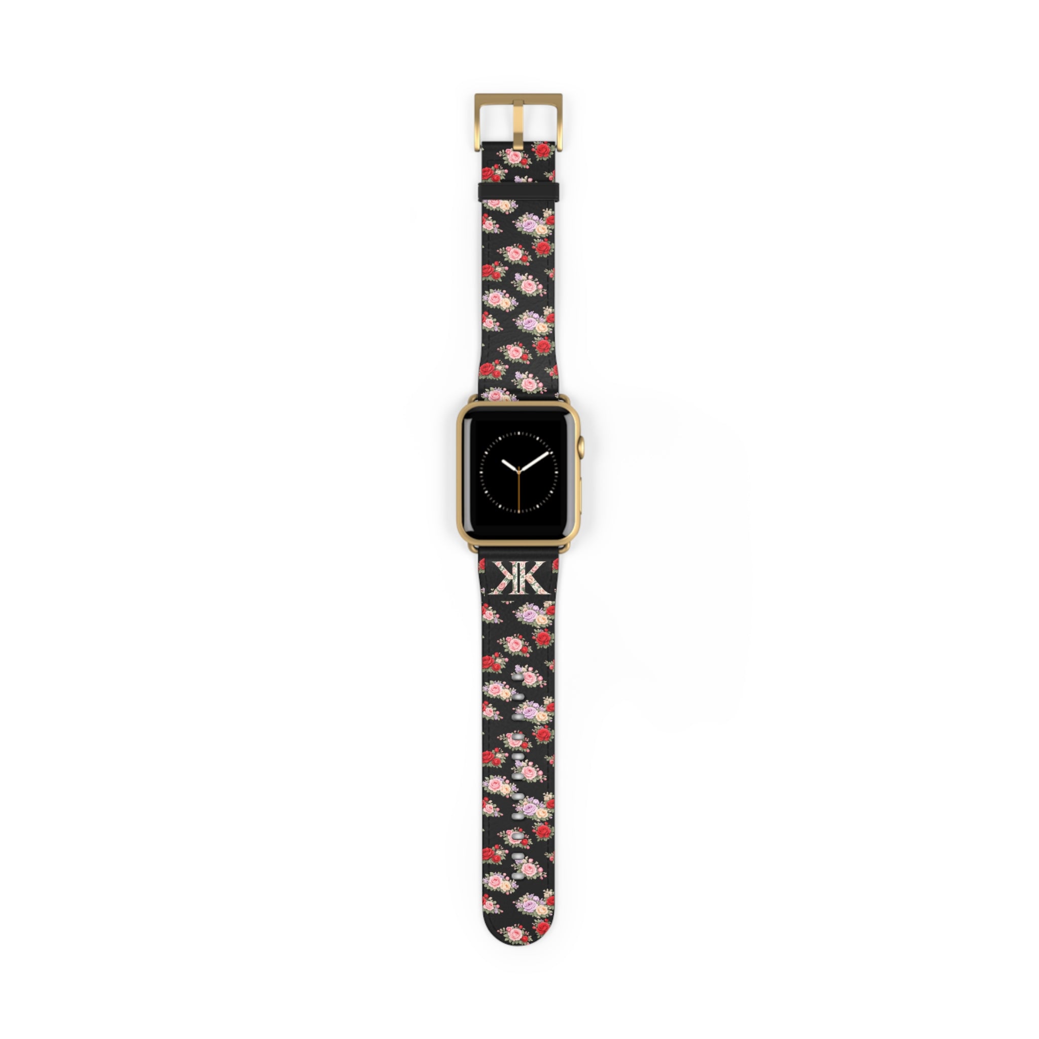 Anthos Collection BLACK Floral Vintage Watch Band — Apple Watch Strap