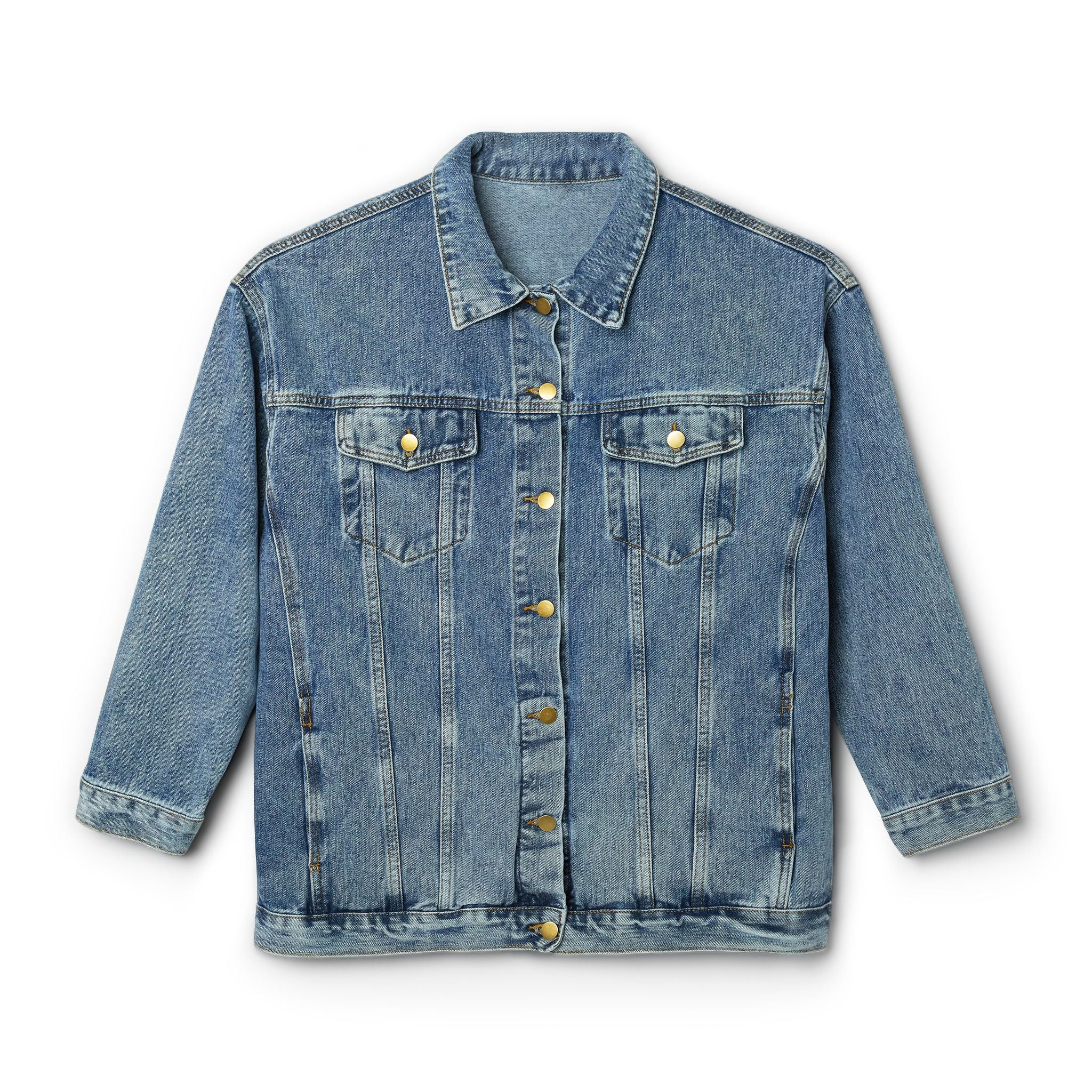 Women's Denim Jacket with Minimal Back Logo — Classic Casual Jean Jacket
