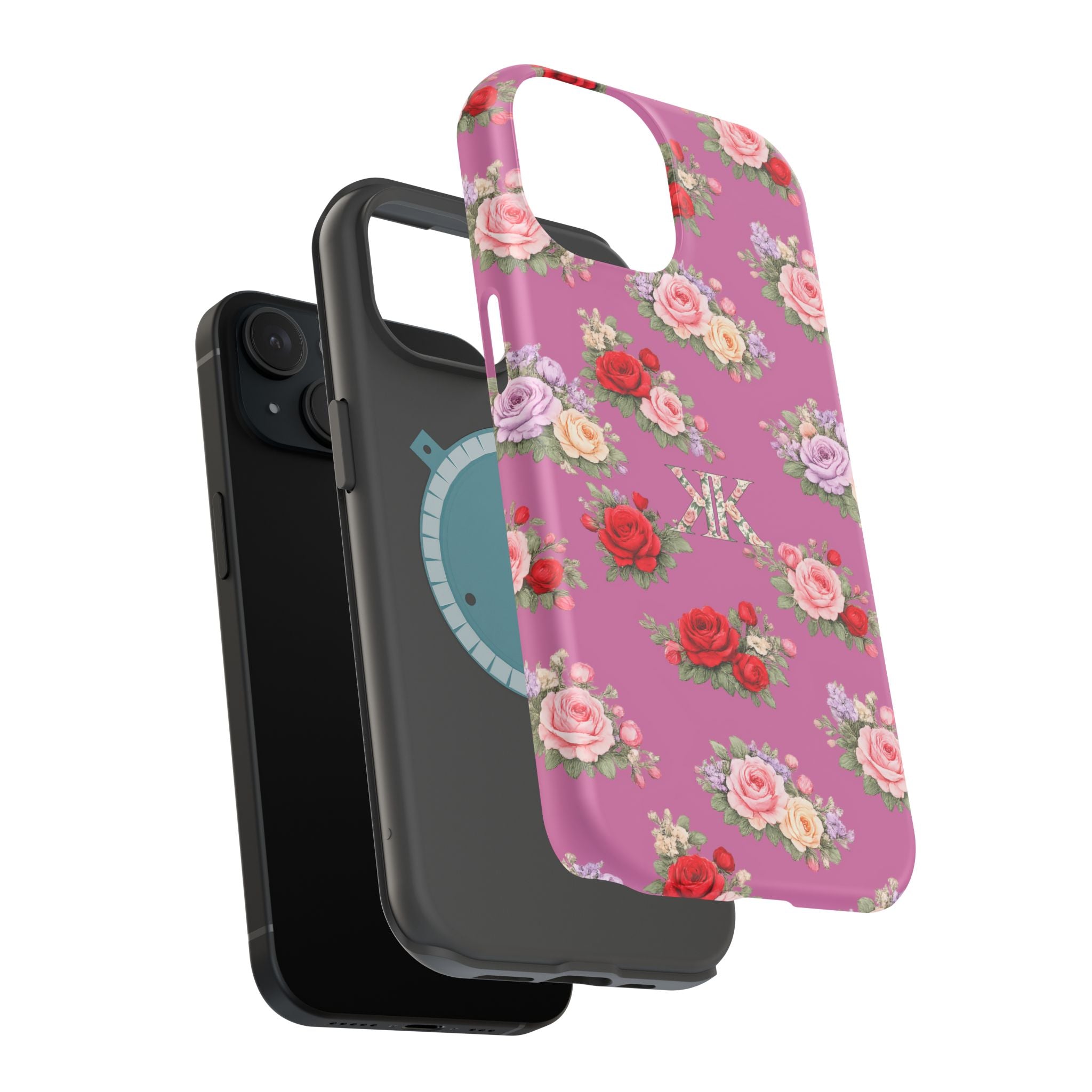 Anthos Collection Light Pink  Vintage Floral Rose Pattern Magnetic Impact-Resistant Phone Case