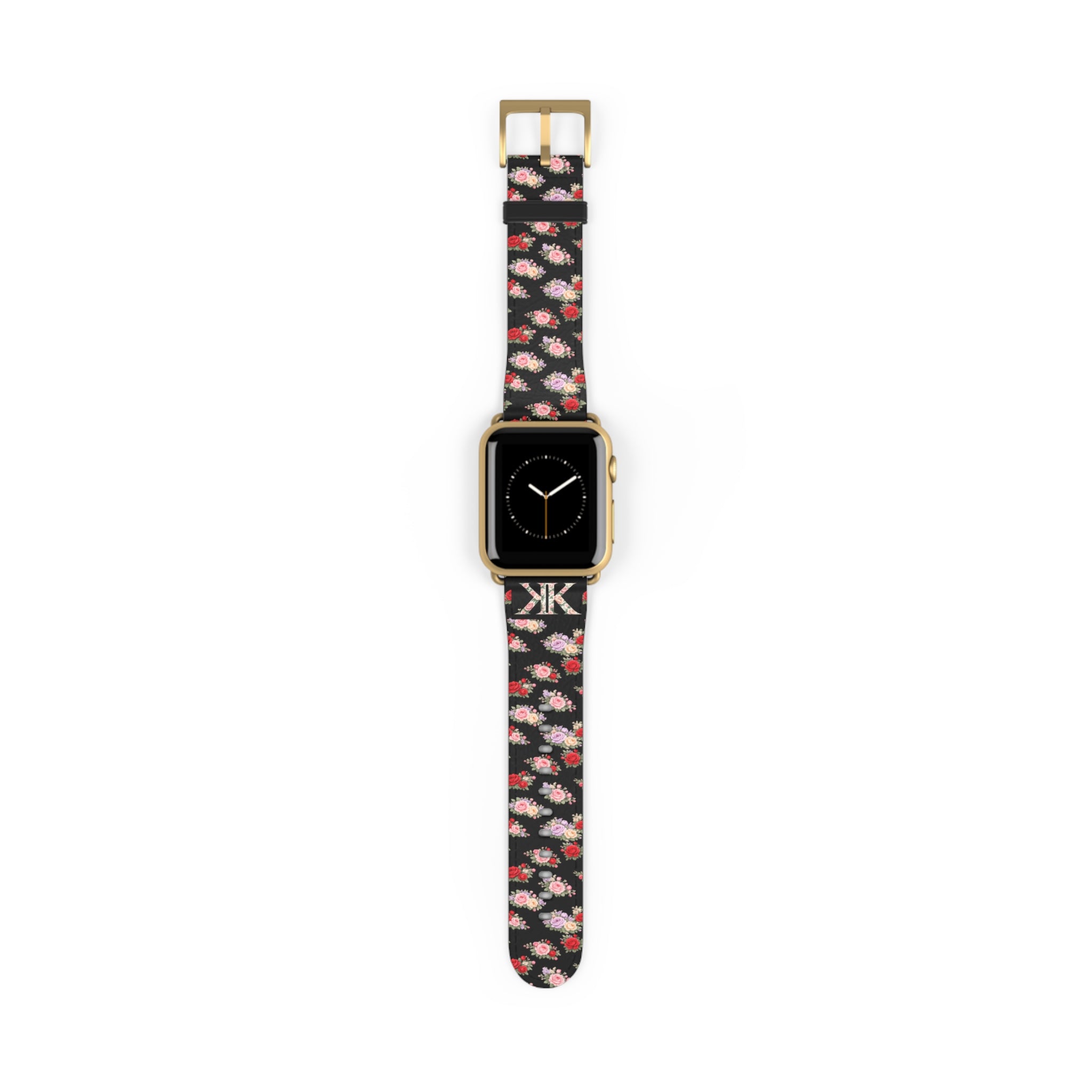 Anthos Collection BLACK Floral Vintage Watch Band — Apple Watch Strap