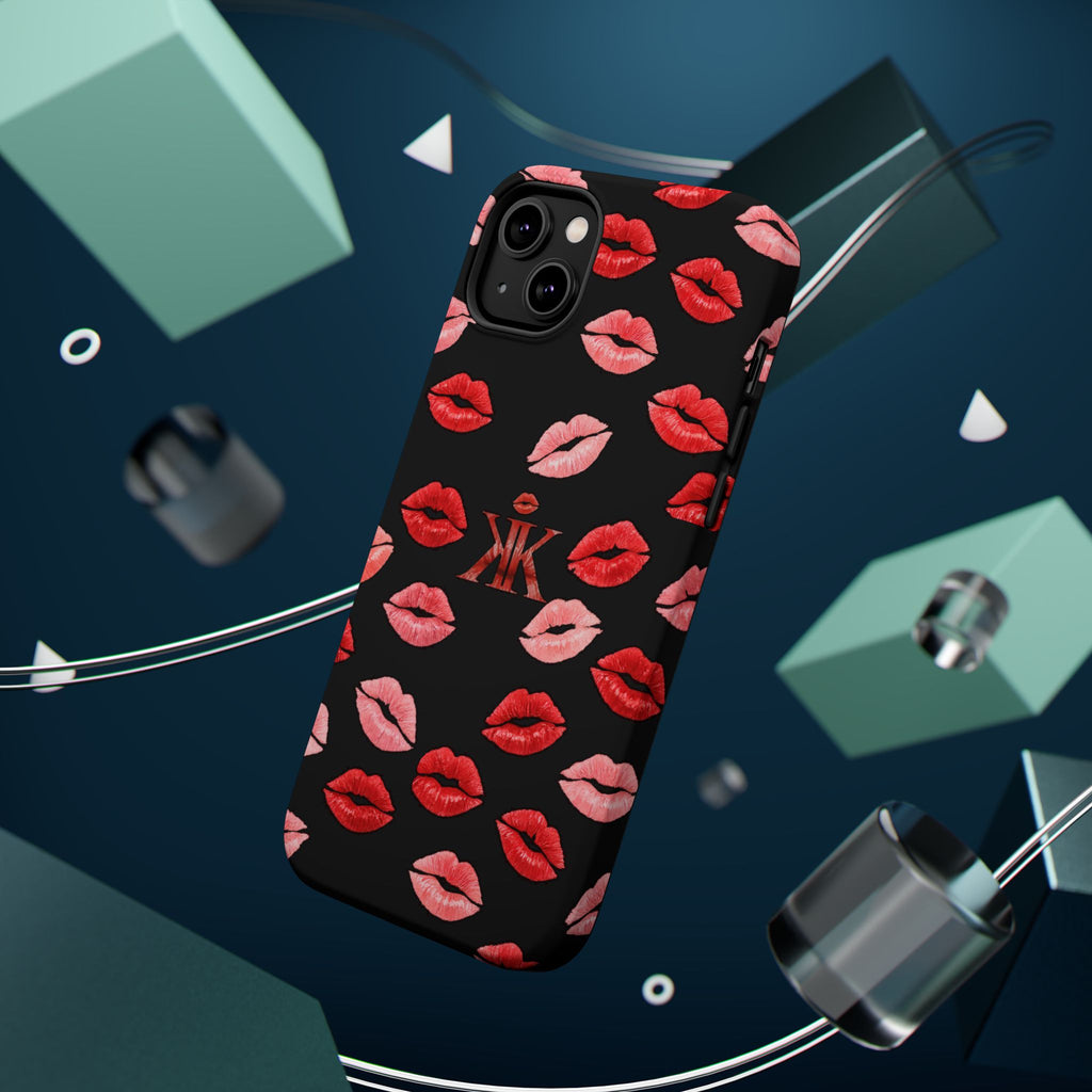 Psyche Collection BLACK - Kiss Pattern Magnetic Impact Phone Case