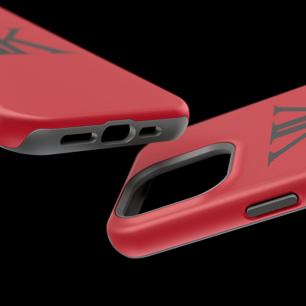 Magnetic Impact-Resistant RED Case with Bold KK Monogram