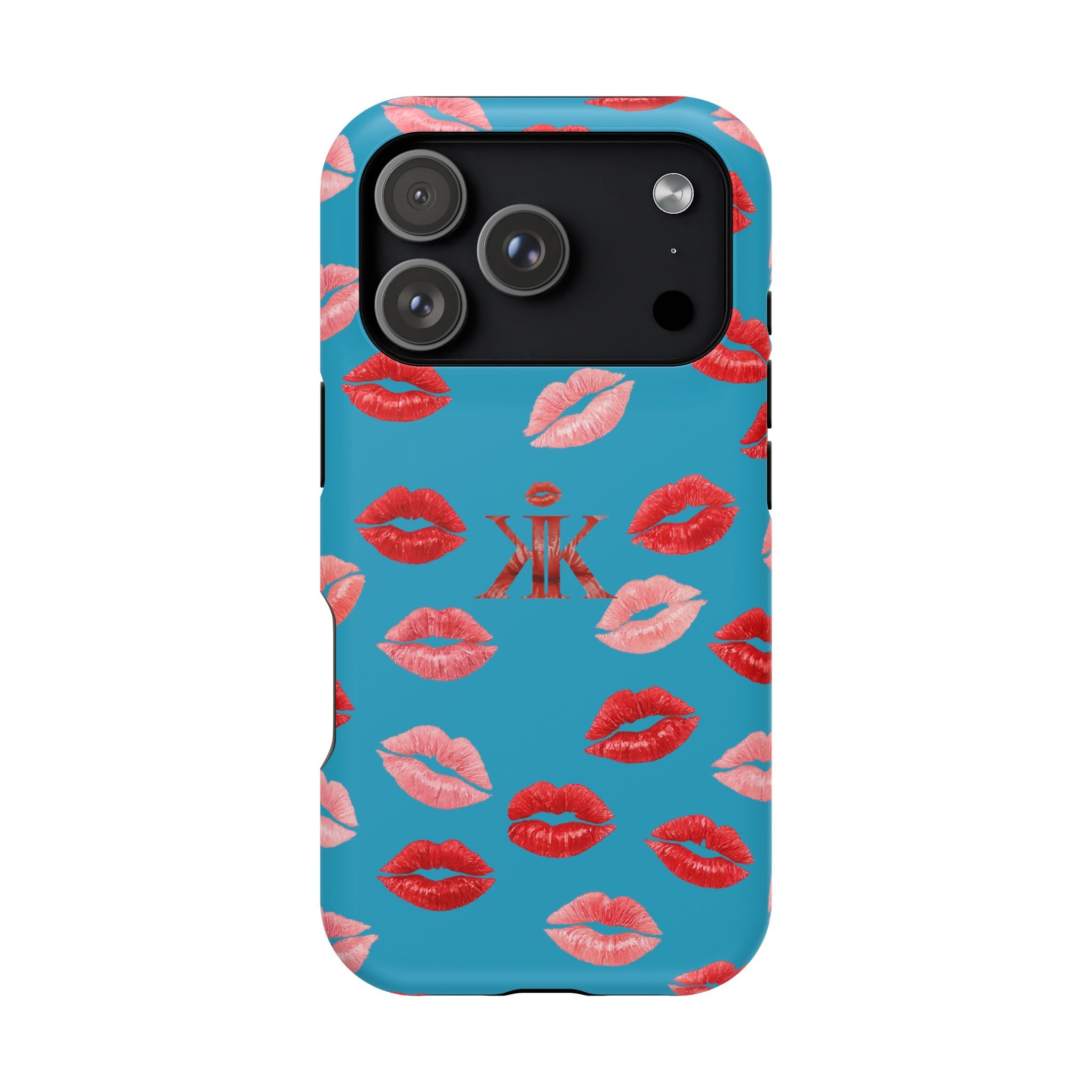 Psyche Collection Turquoise - Kiss Pattern Magnetic Impact Phone Case