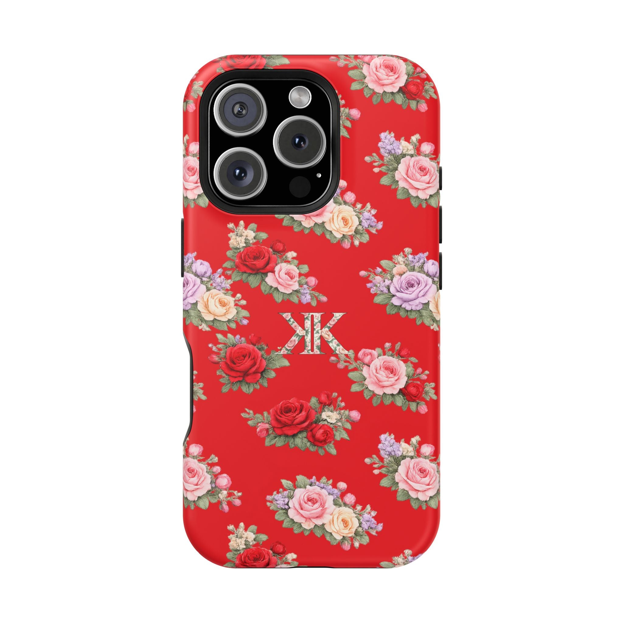 Anthos Collection RED Vintage Floral Rose Pattern Magnetic Impact-Resistant Phone Case