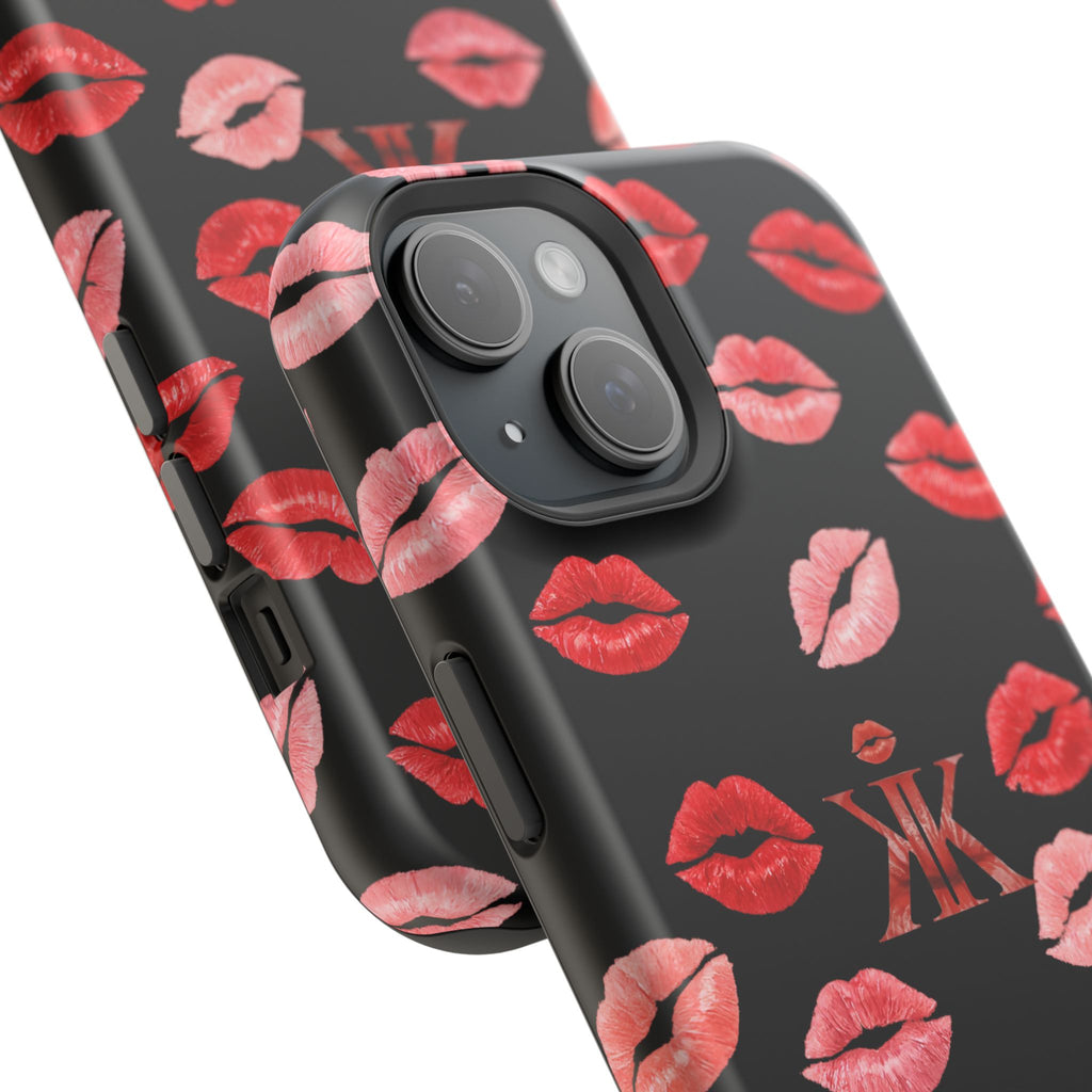 Psyche Collection BLACK - Kiss Pattern Magnetic Impact Phone Case
