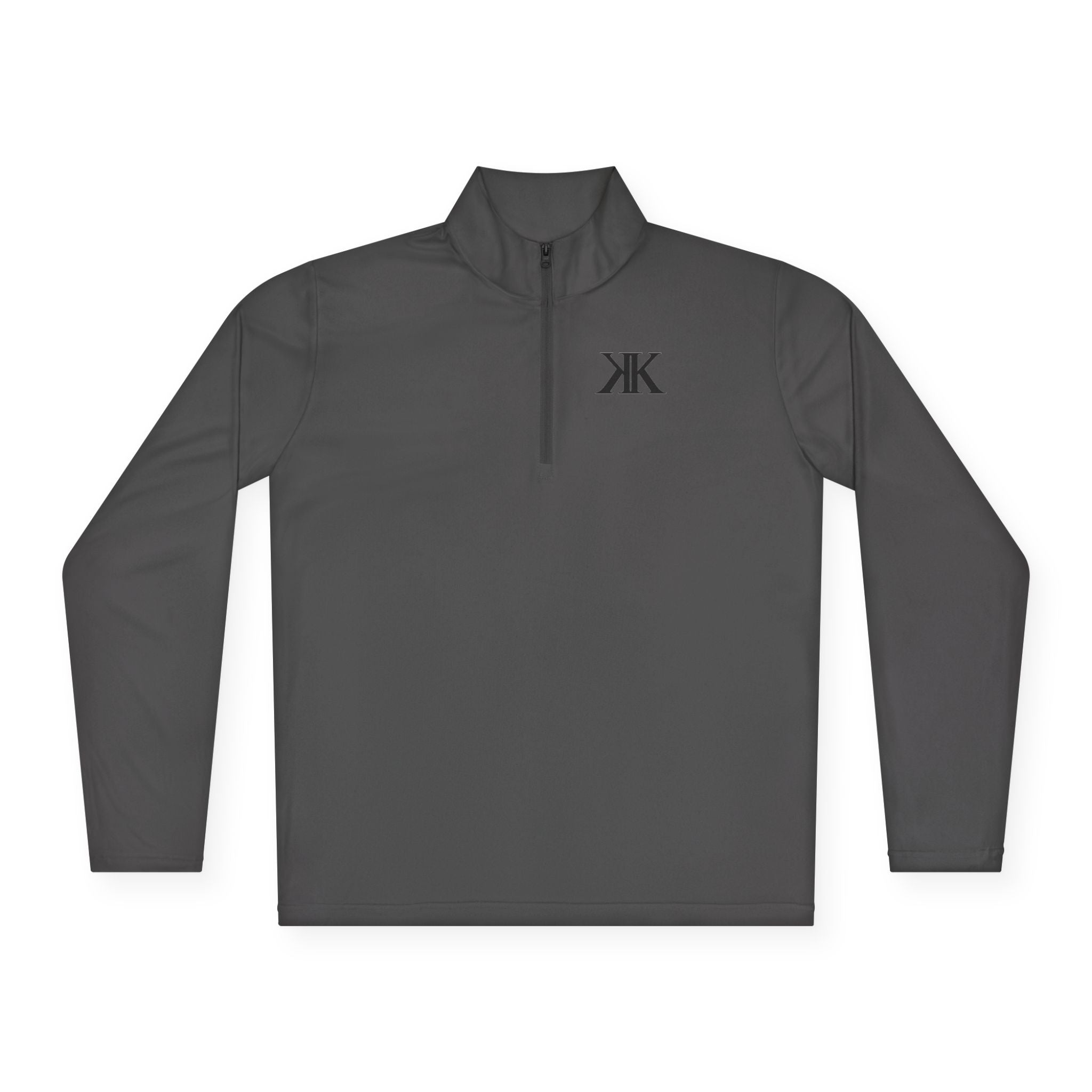 Quarter-Zip Pullover — Minimal Black KK Logo Athletic Pullover
