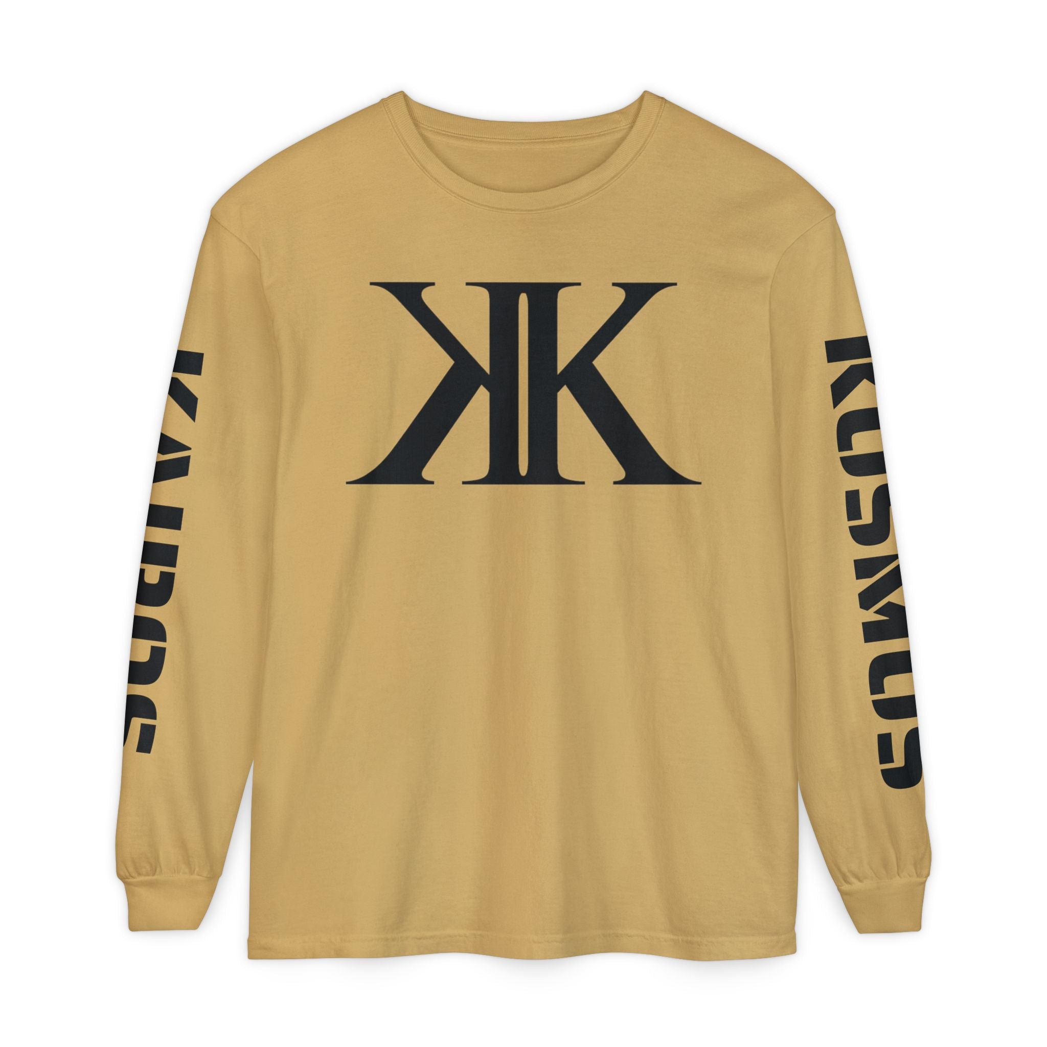 KOSMOS Monogram Uni-Sex Long Sleeve Tee — Bold Black Logo Sleeve Shirt