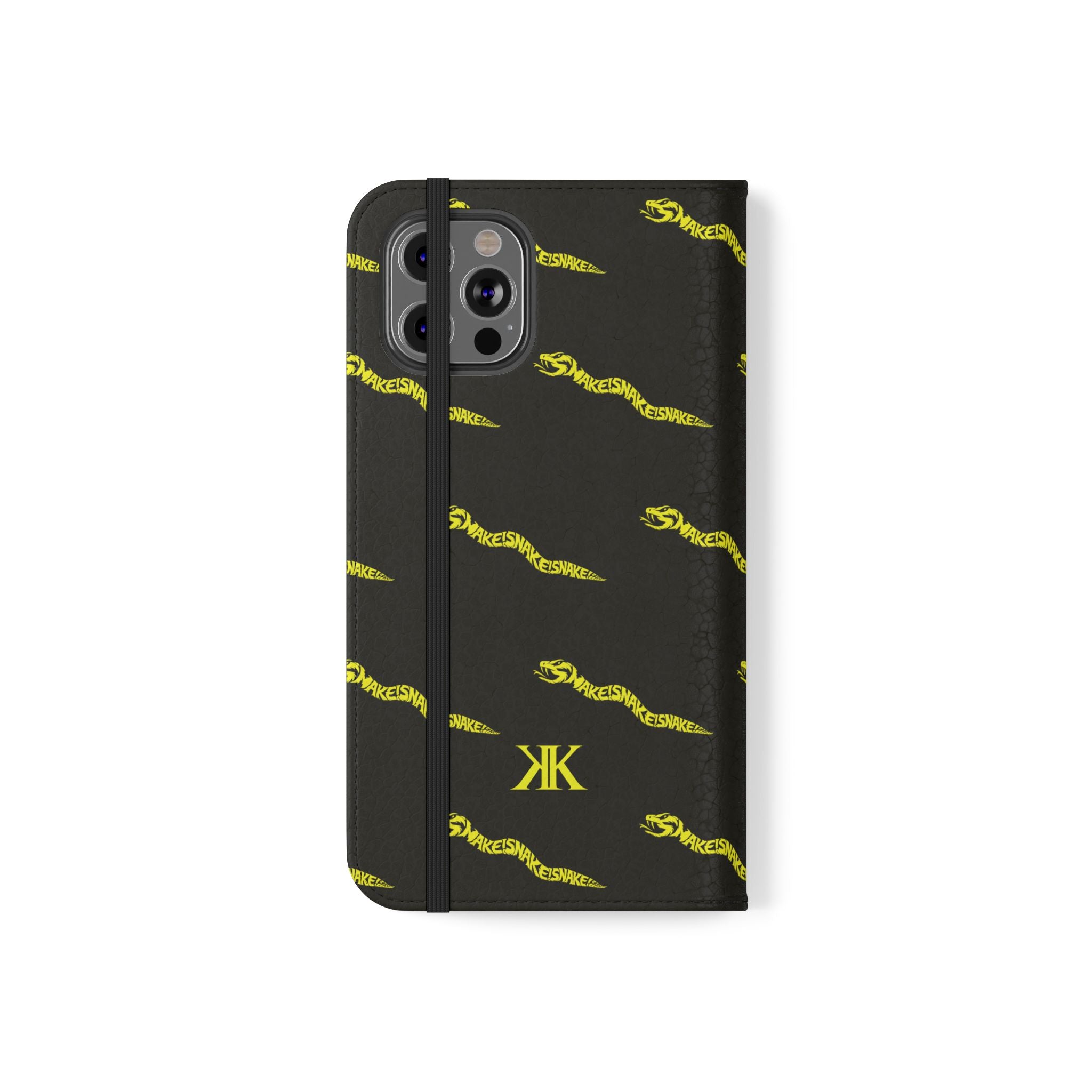 Aspis Collection Flip Case Phone Wallet — Black & Gold Kairos Kosmos Pattern