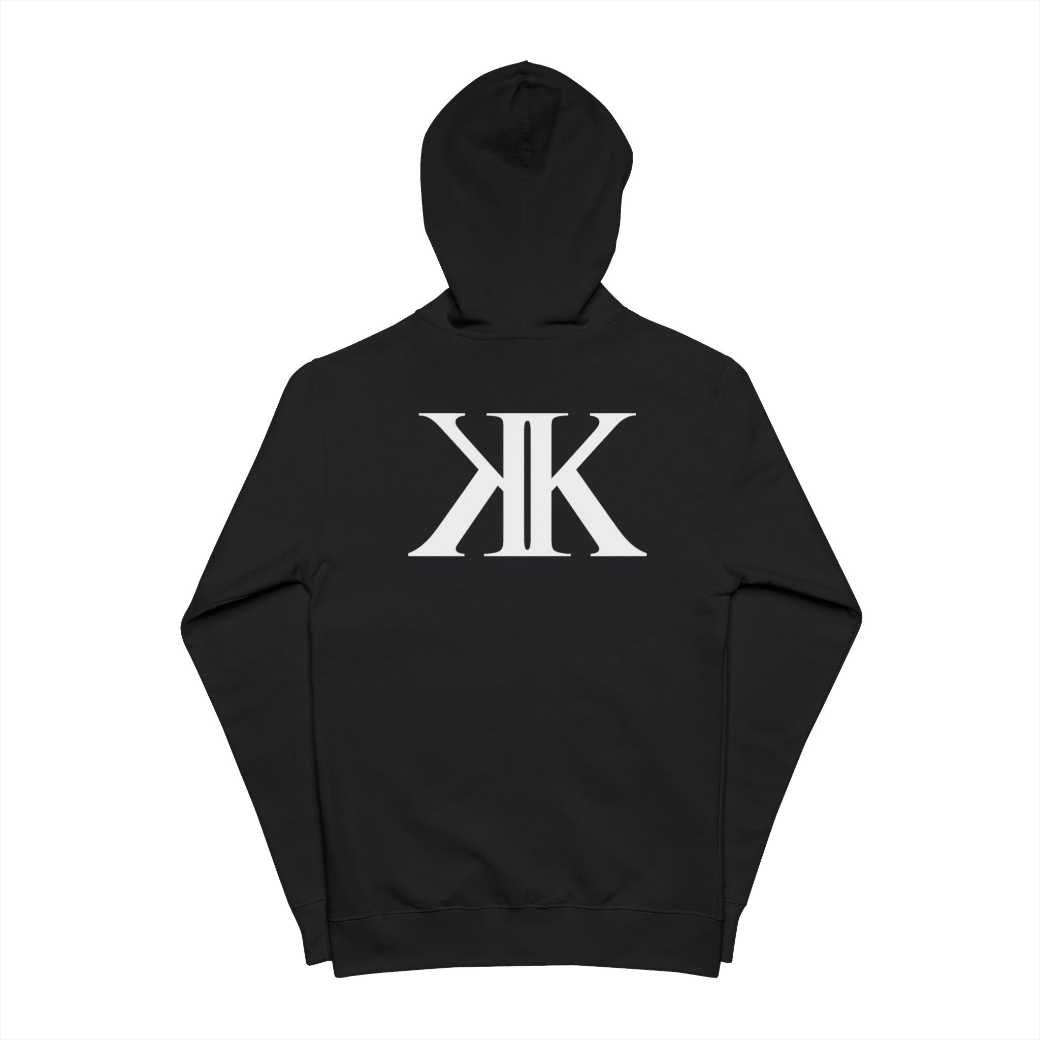 K K Monogram Zip-Up Hoodie — Minimalist Logo Fleece Jacket