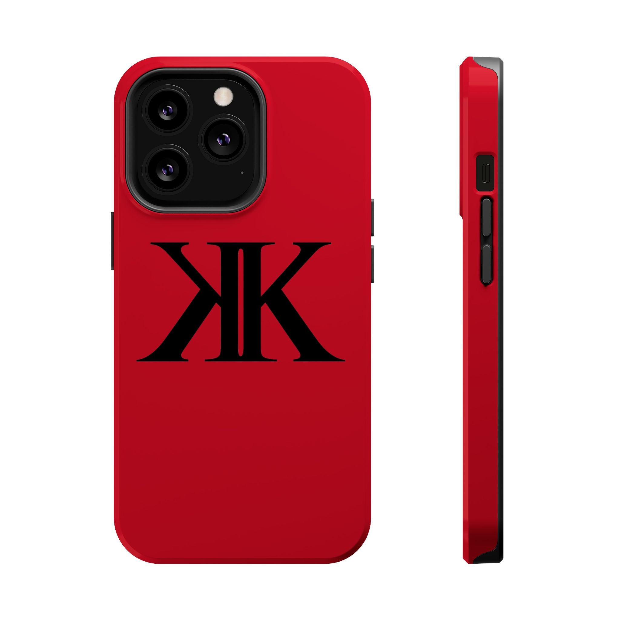 Magnetic Impact-Resistant RED Case with Bold KK Monogram