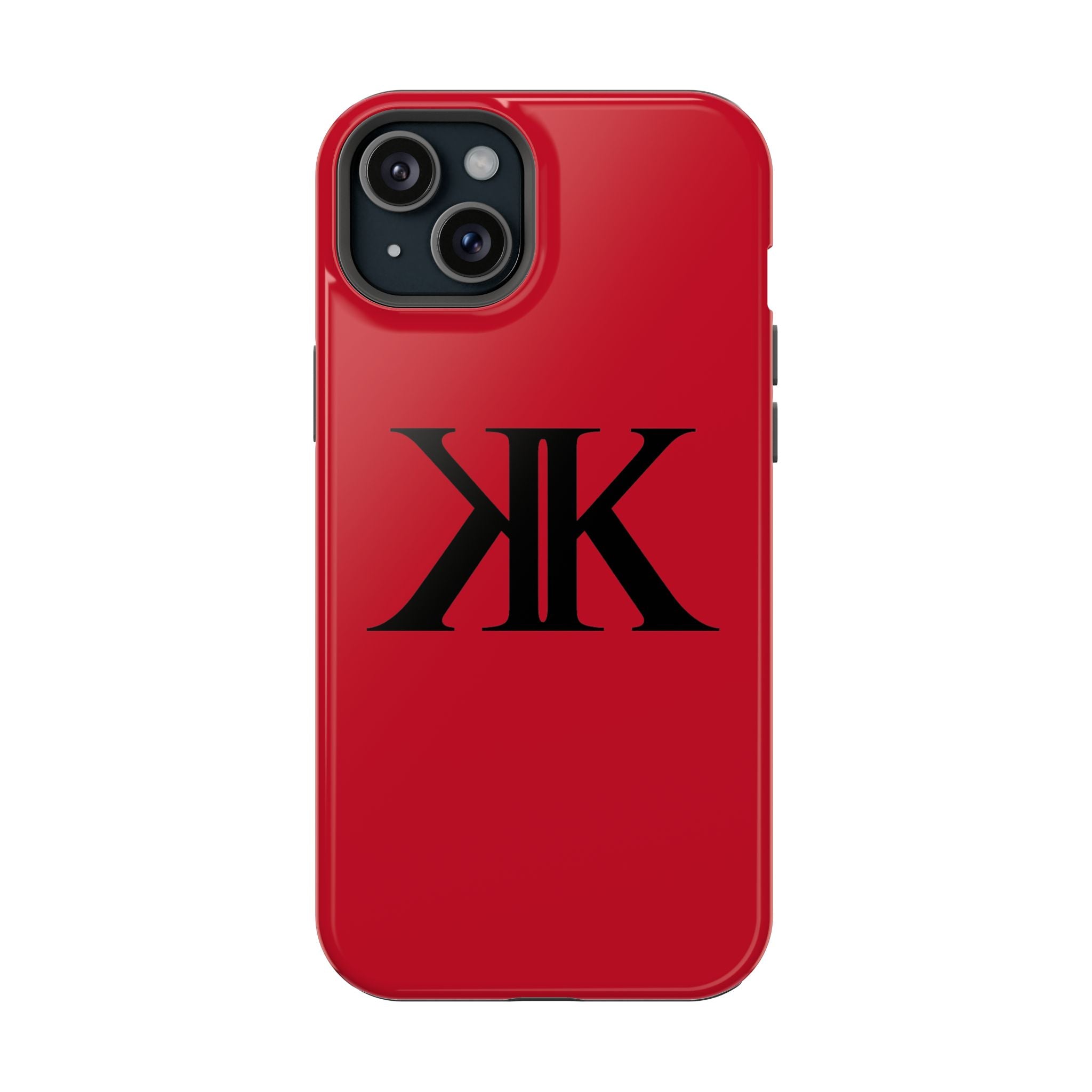 Magnetic Impact-Resistant RED Case with Bold KK Monogram