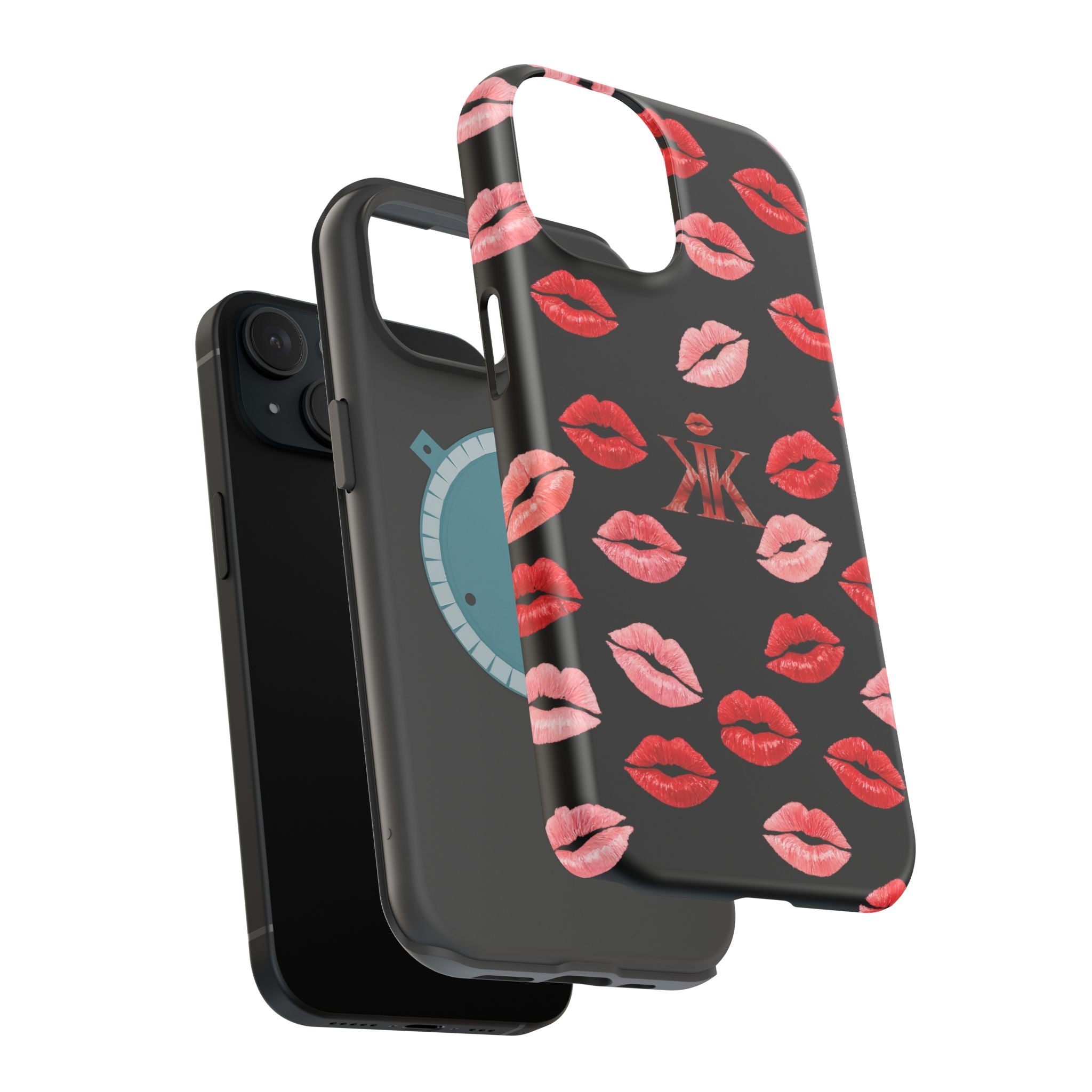 Psyche Collection BLACK - Kiss Pattern Magnetic Impact Phone Case