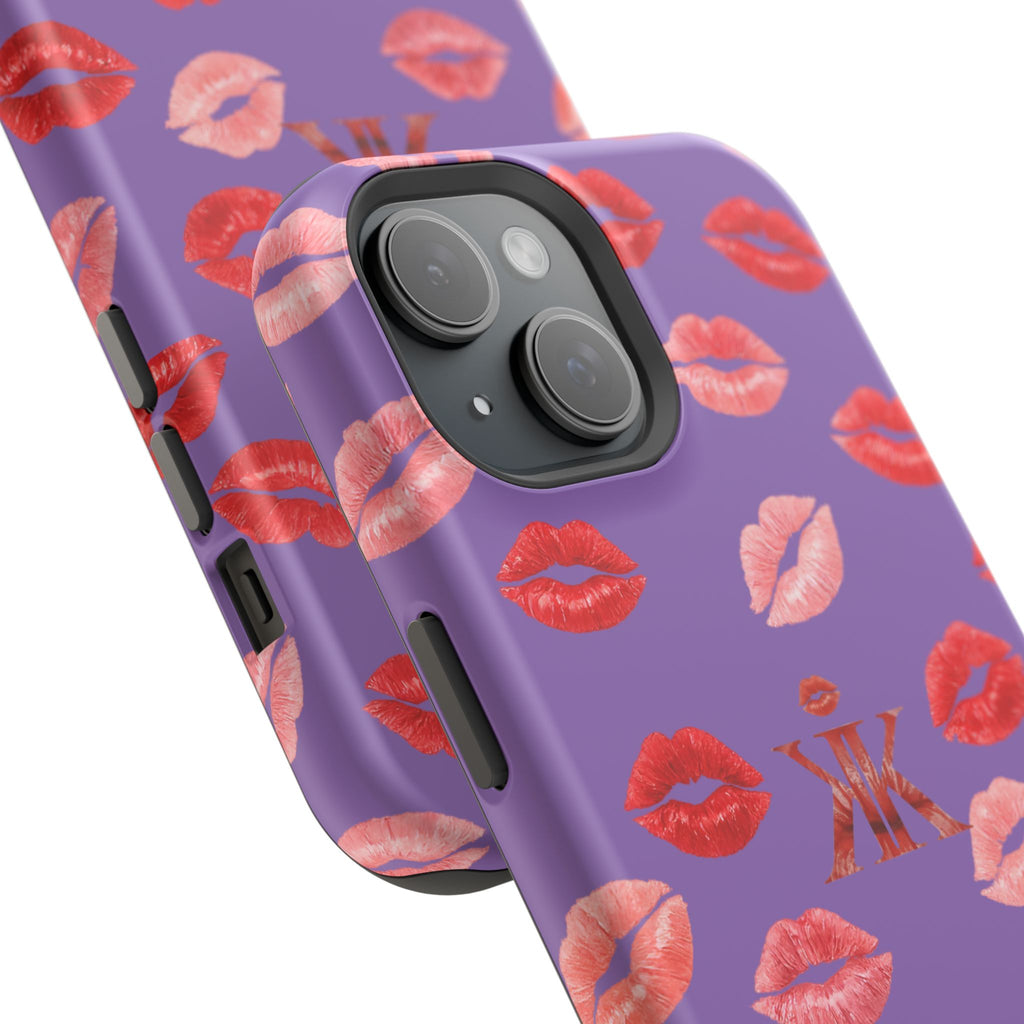 Psyche Collection Light Purple - Kiss Pattern Magnetic Impact Phone Case
