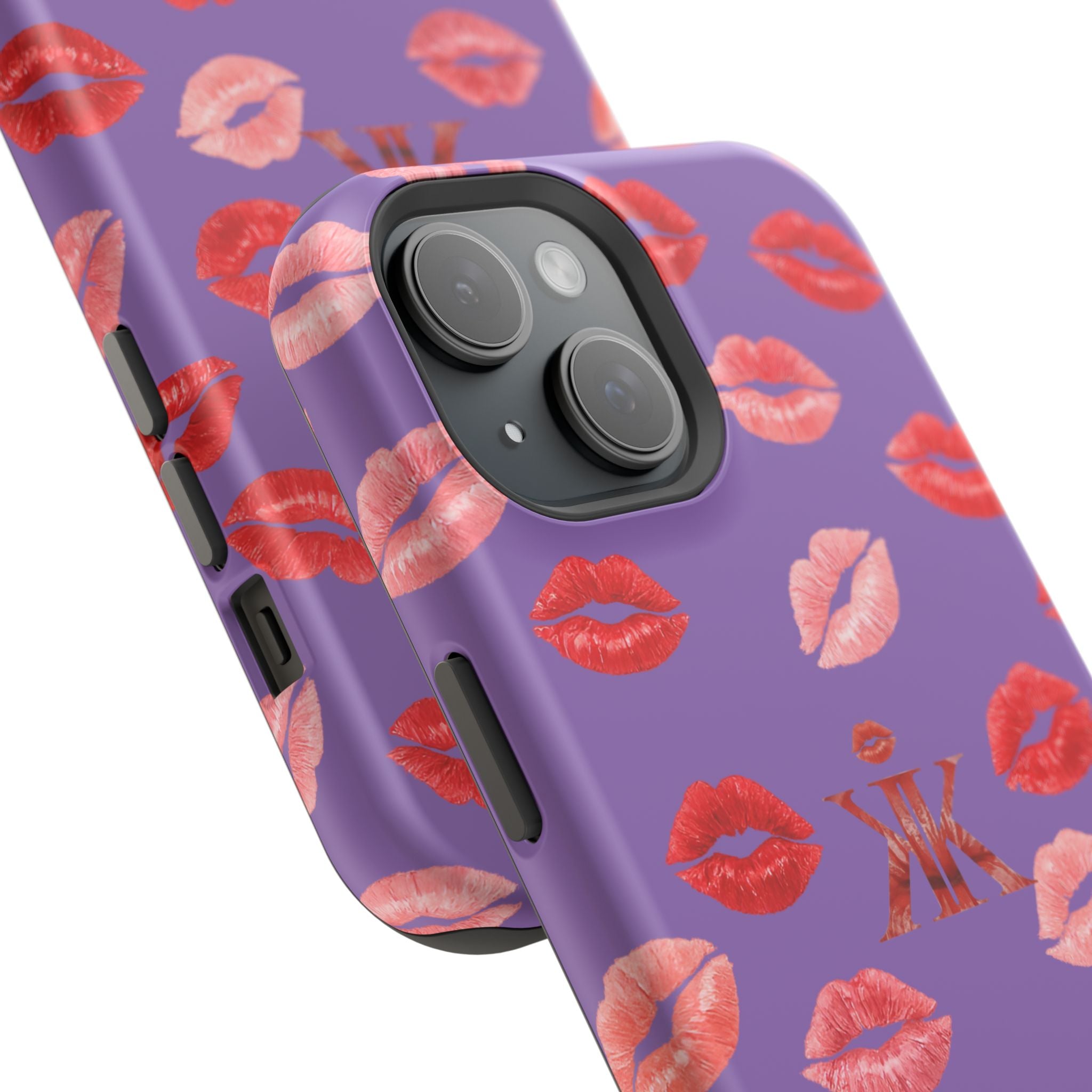 Psyche Collection Light Purple - Kiss Pattern Magnetic Impact Phone Case