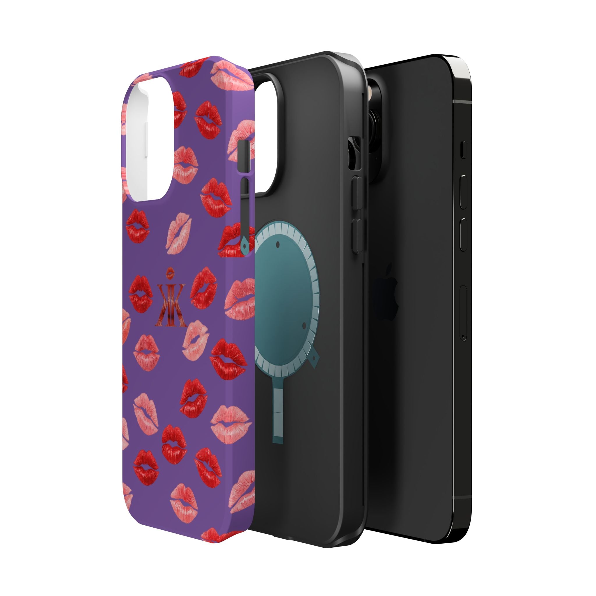 Psyche Collection Light Purple - Kiss Pattern Magnetic Impact Phone Case