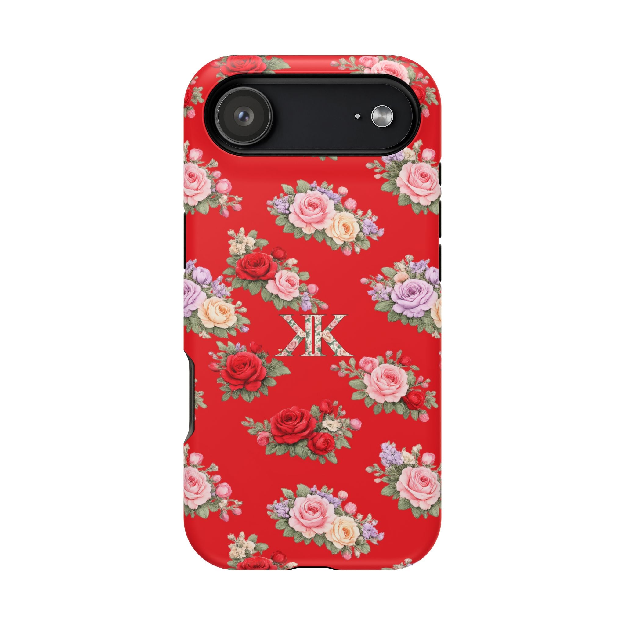 Anthos Collection RED Vintage Floral Rose Pattern Magnetic Impact-Resistant Phone Case
