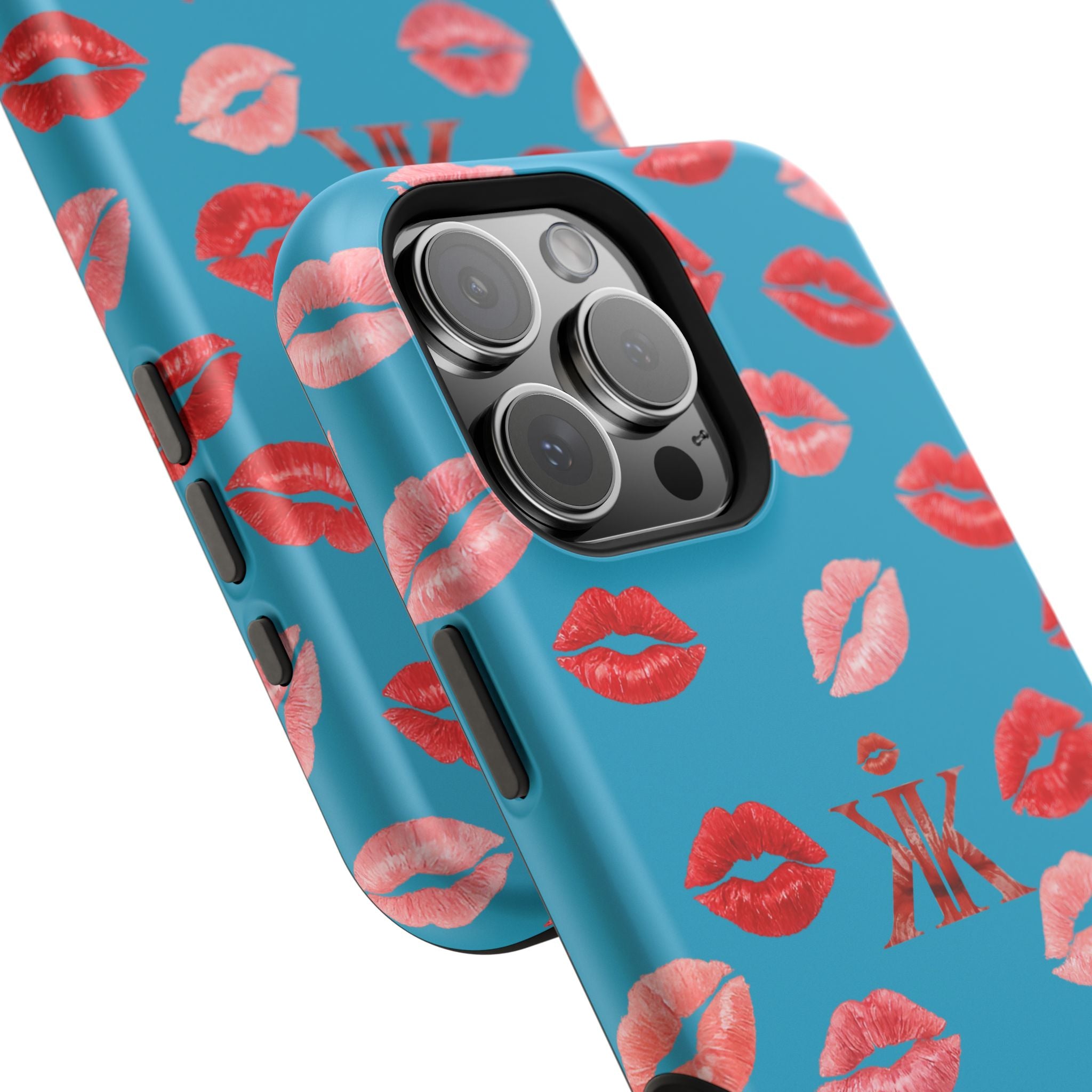 Psyche Collection Turquoise - Kiss Pattern Magnetic Impact Phone Case