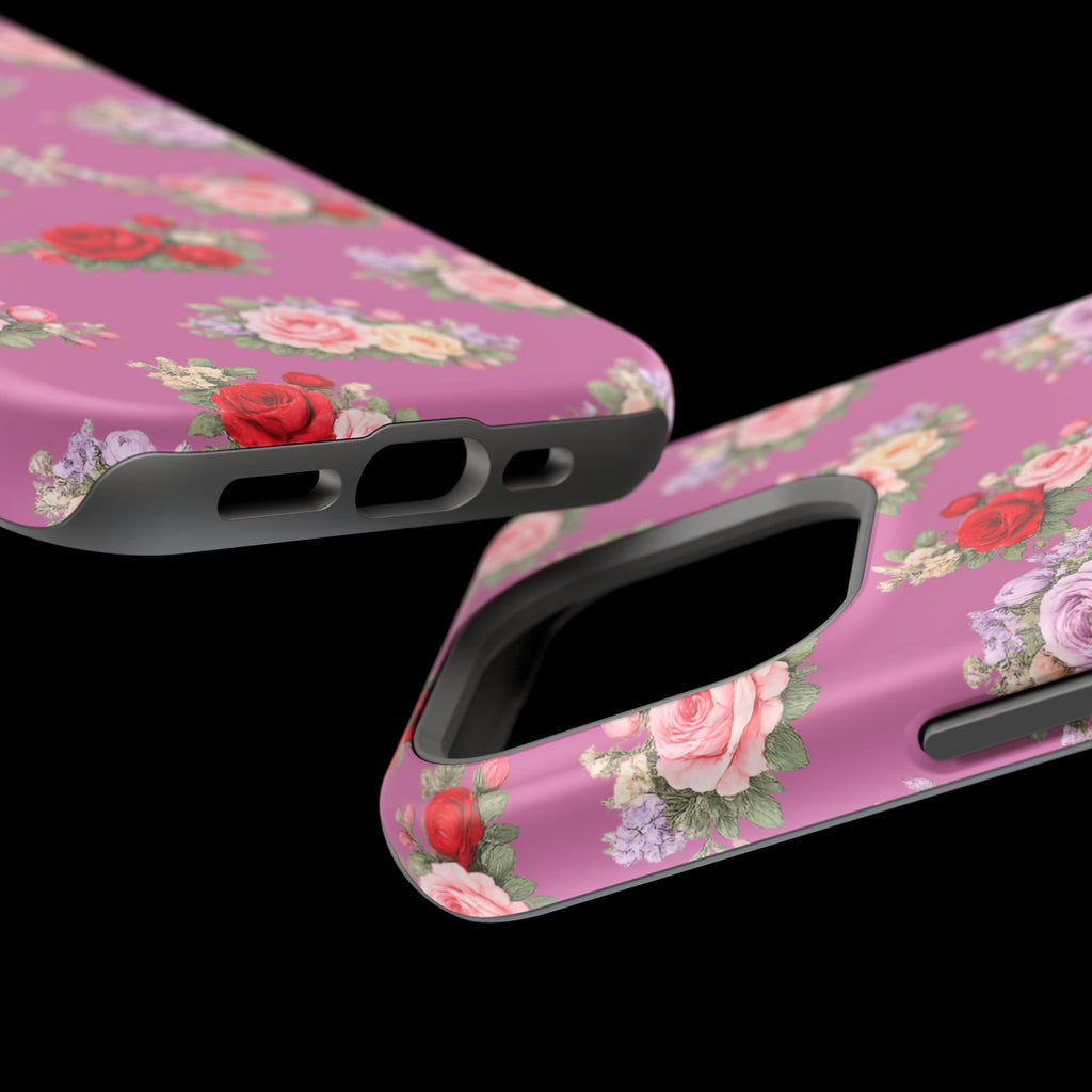 Anthos Collection Light Pink  Vintage Floral Rose Pattern Magnetic Impact-Resistant Phone Case