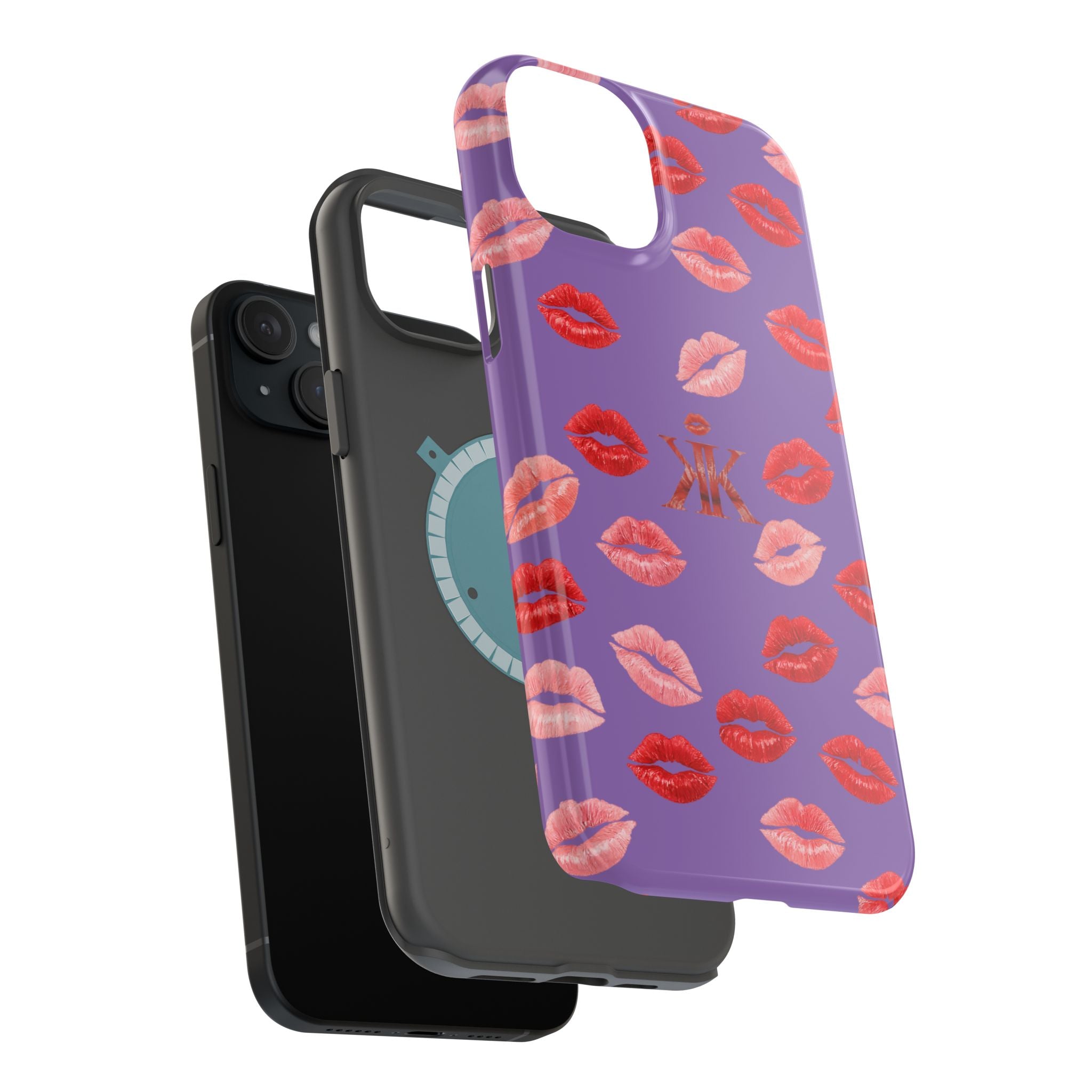Psyche Collection Light Purple - Kiss Pattern Magnetic Impact Phone Case