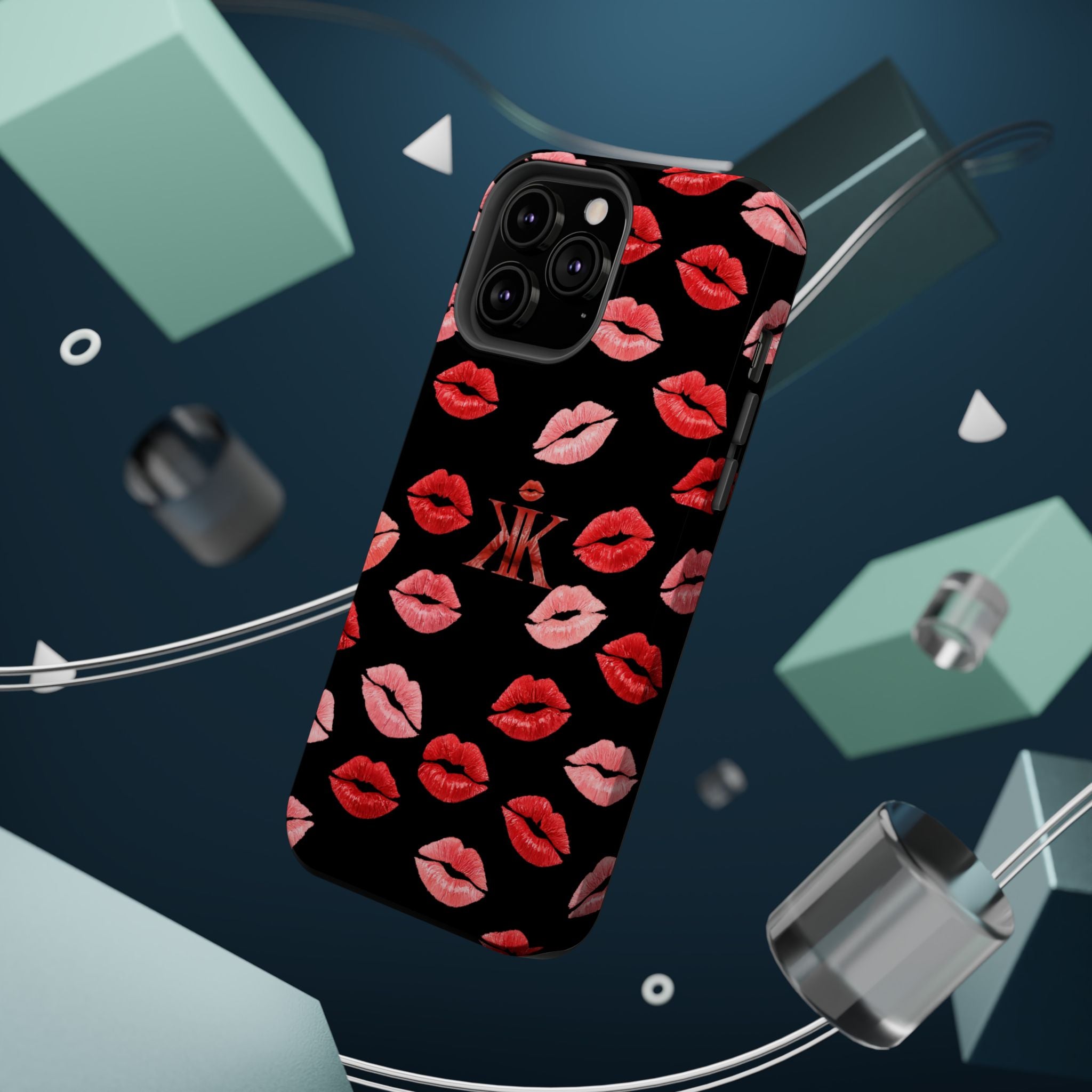 Psyche Collection BLACK - Kiss Pattern Magnetic Impact Phone Case