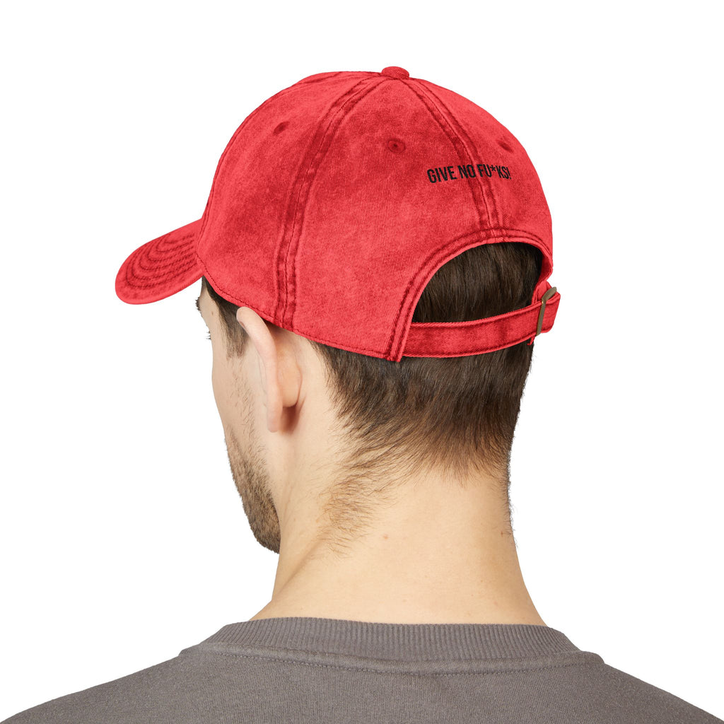Vintage Embroidered Cap RED — Kairos Kosmos Logo Distressed Baseball Hat