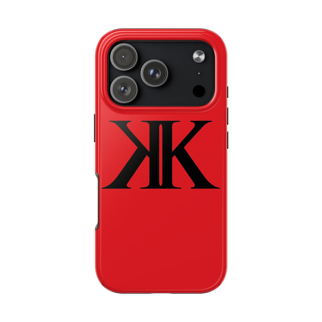 Monogram 'KK' RED Tough Phone Case — Minimal Black Initials Protective Cover