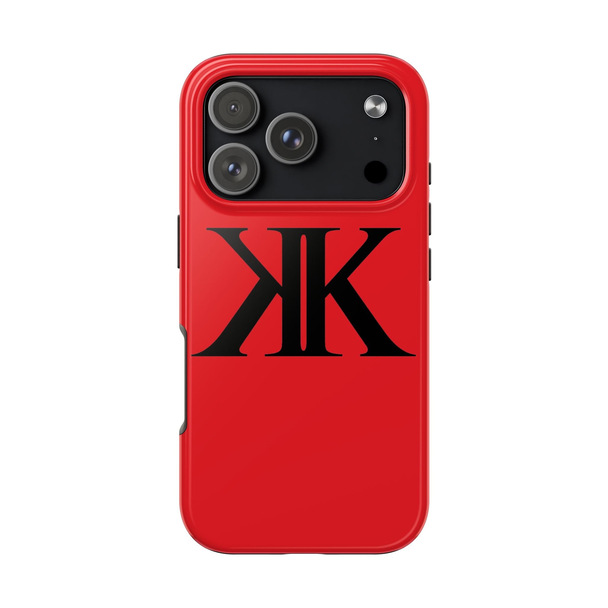 Monogram 'KK' RED Tough Phone Case — Minimal Black Initials Protective Cover