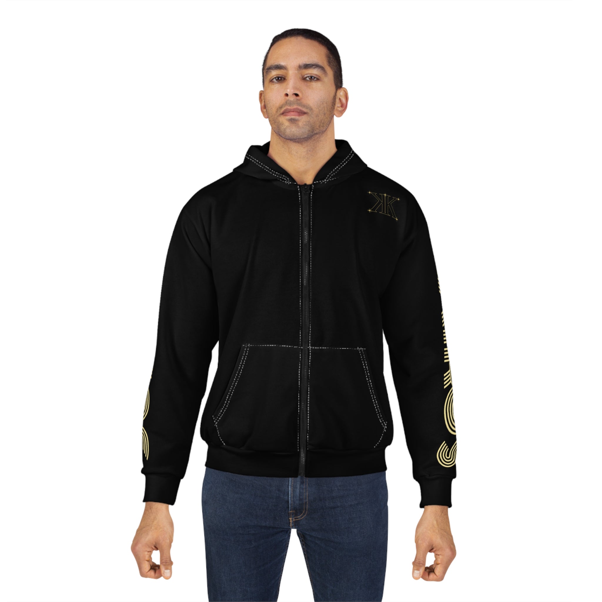 Aether Collection BLACK Aries Zodiac Zip Hoodie — Ram Constellation Graphic