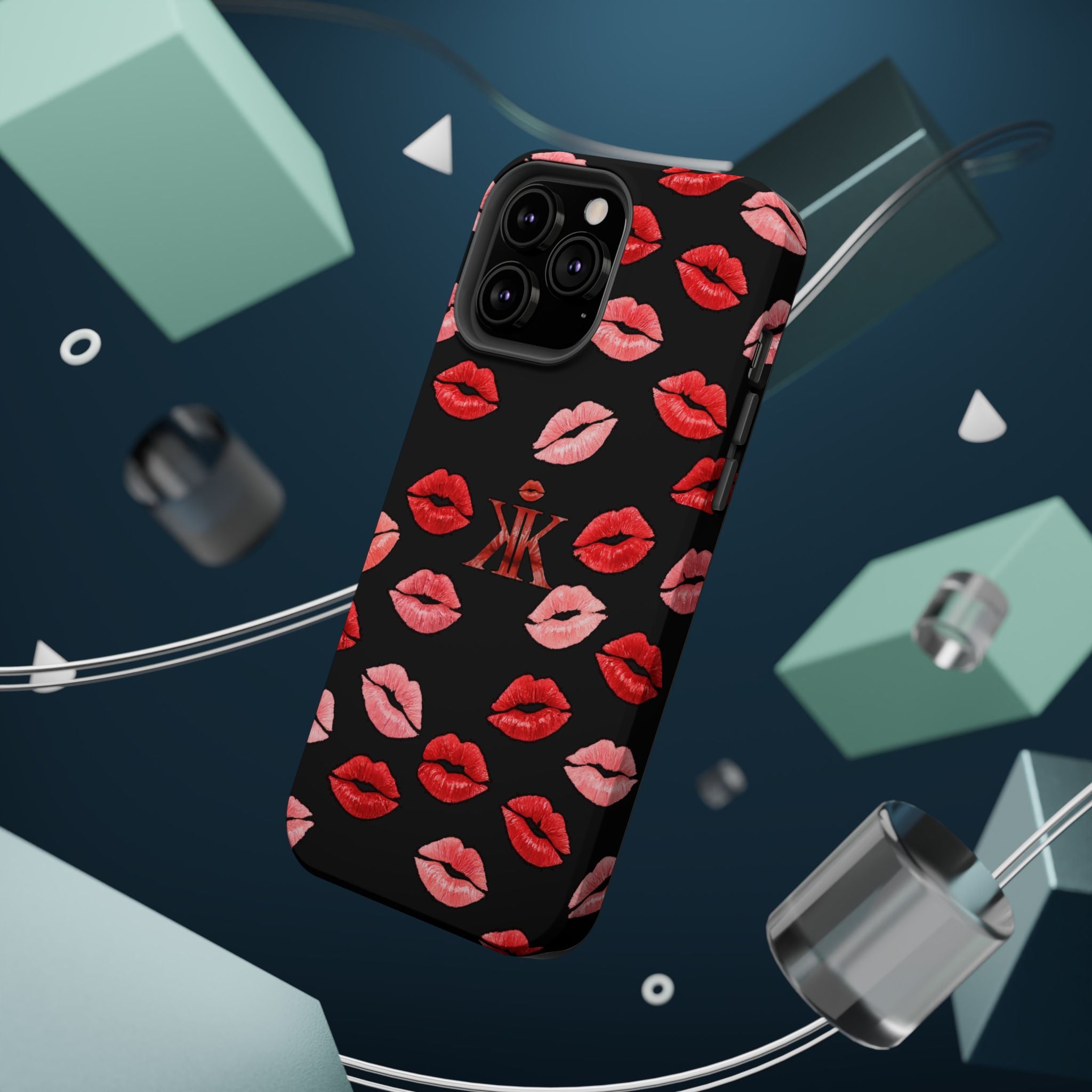 Psyche Collection BLACK - Kiss Pattern Magnetic Impact Phone Case