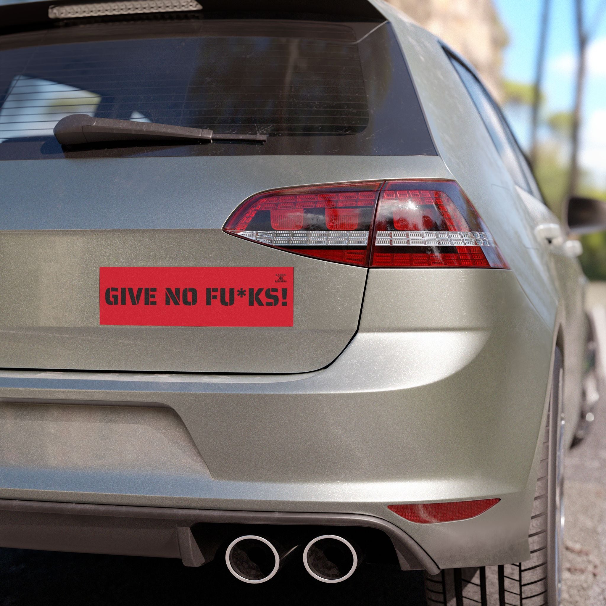 Kairos Kosmos Car Magnet RED — "GIVE NO FU*KS!" Bold Black Vinyl Décor
