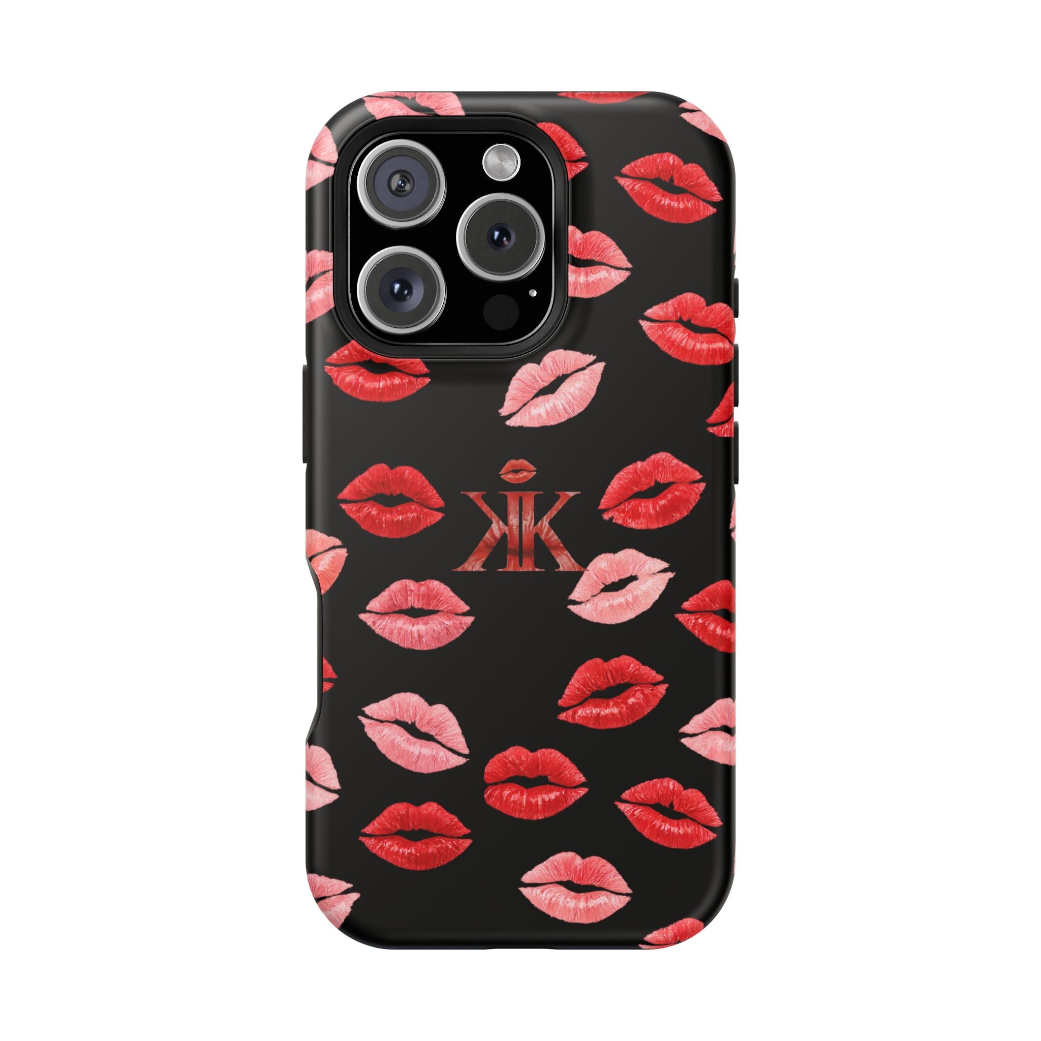 Psyche Collection BLACK - Kiss Pattern Magnetic Impact Phone Case