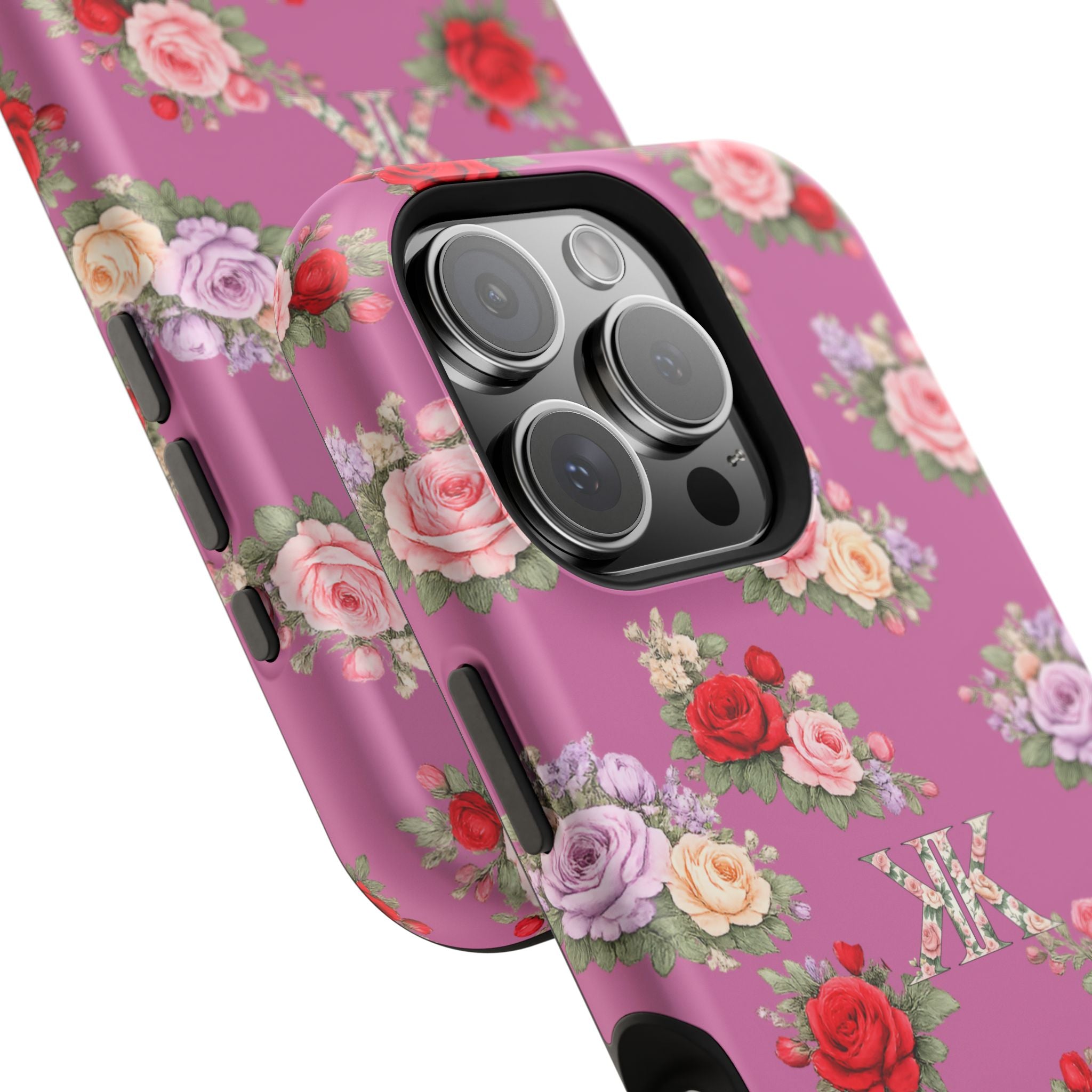 Anthos Collection Light Pink  Vintage Floral Rose Pattern Magnetic Impact-Resistant Phone Case