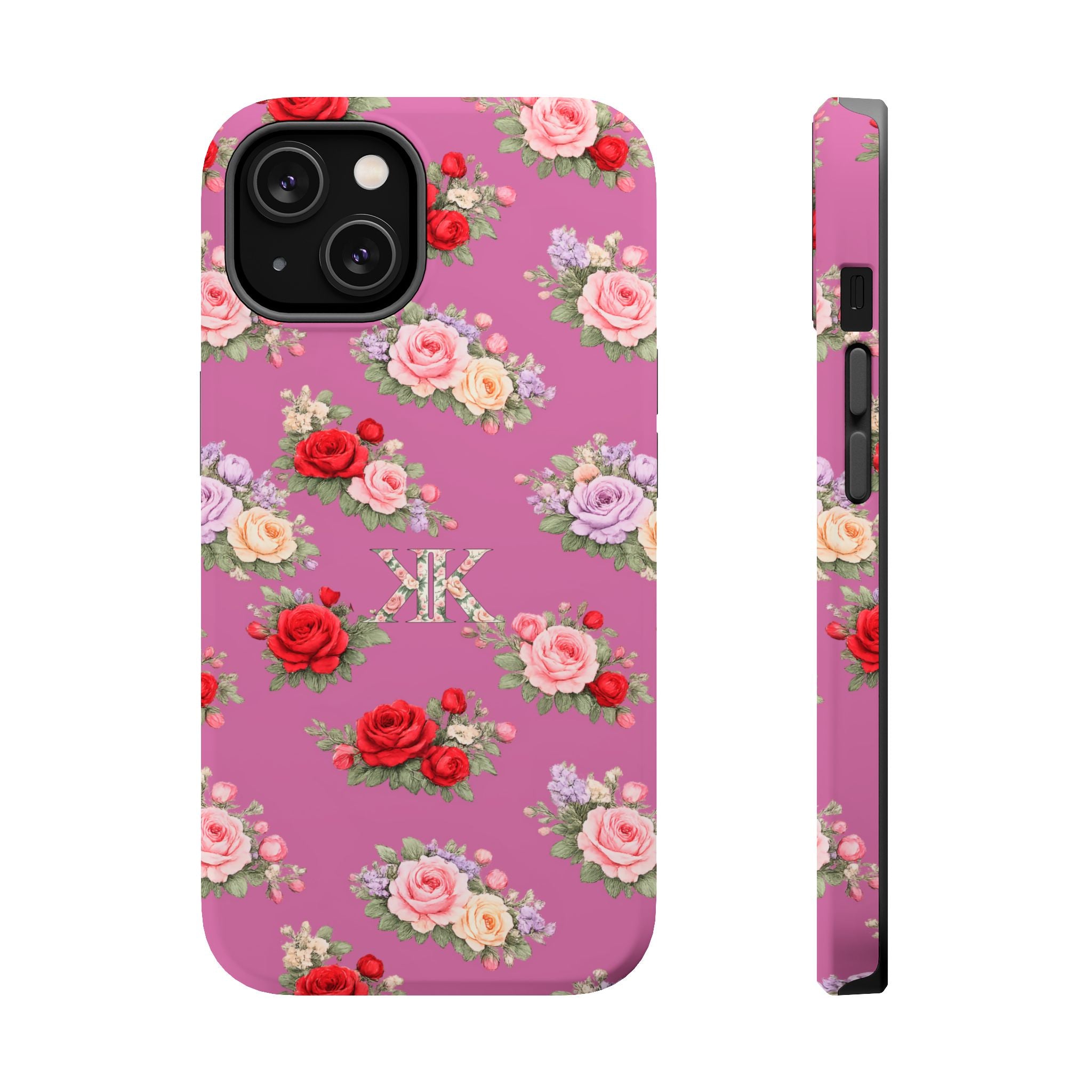 Anthos Collection Light Pink  Vintage Floral Rose Pattern Magnetic Impact-Resistant Phone Case