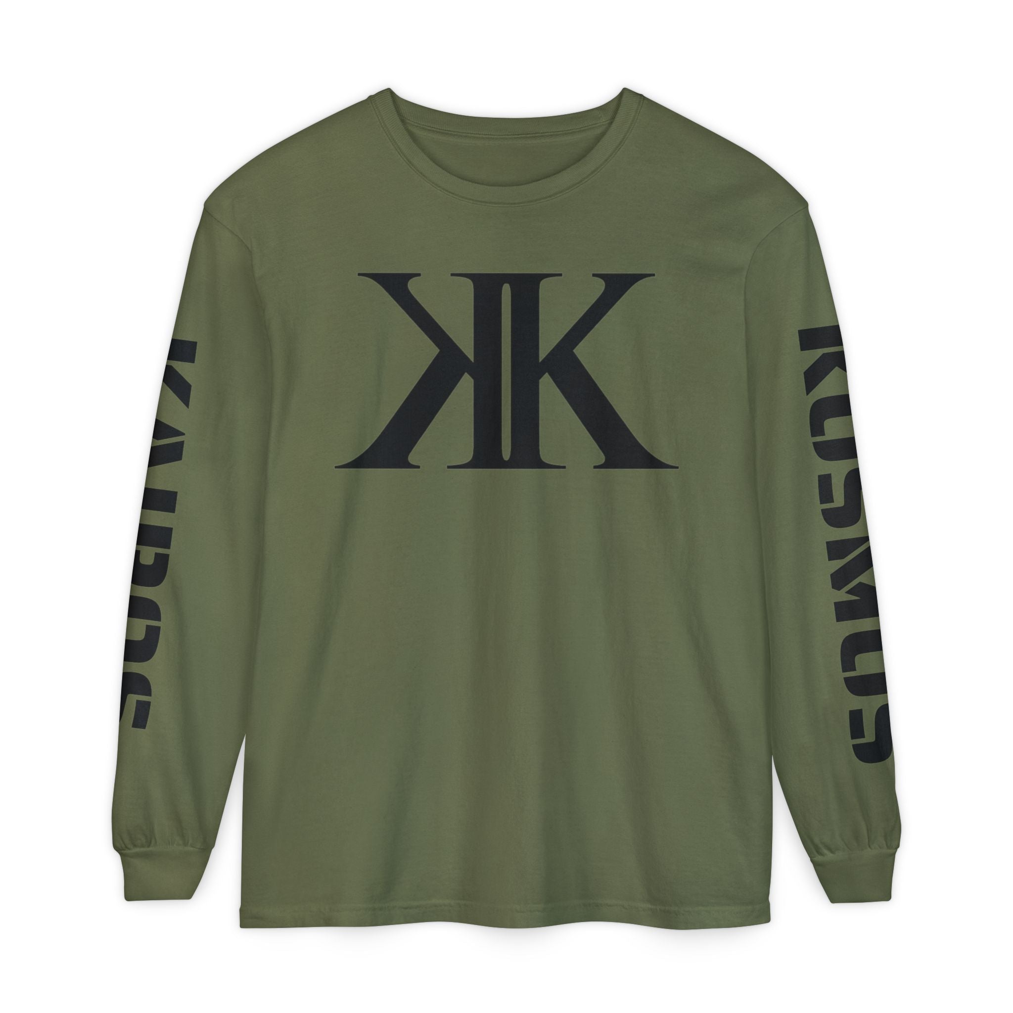 KOSMOS Monogram Uni-Sex Long Sleeve Tee — Bold Black Logo Sleeve Shirt