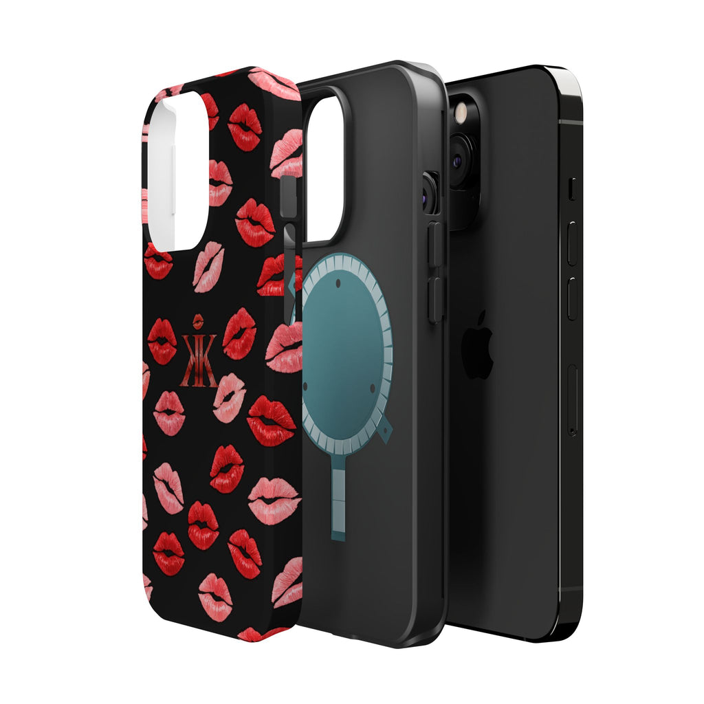 Psyche Collection BLACK - Kiss Pattern Magnetic Impact Phone Case