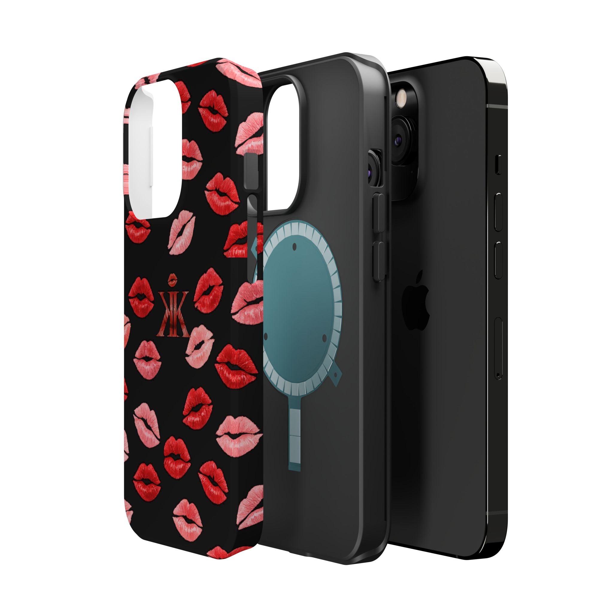 Psyche Collection BLACK - Kiss Pattern Magnetic Impact Phone Case