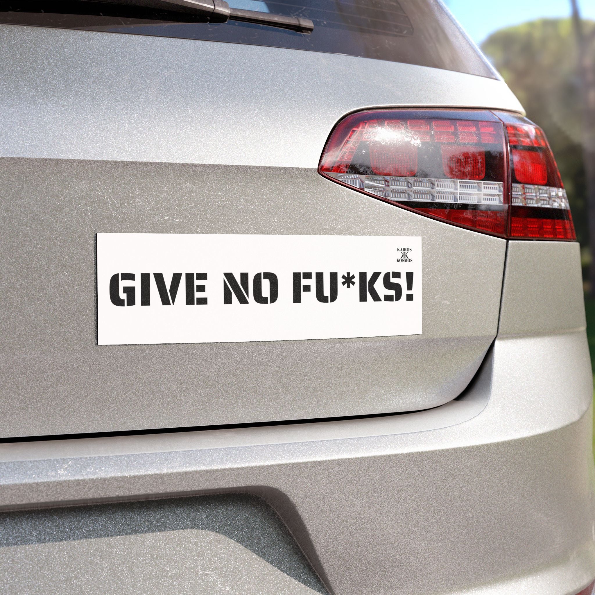 Kairos Kosmos Car Magnet — "GIVE NO FU*KS!" Bold Black Vinyl Décor