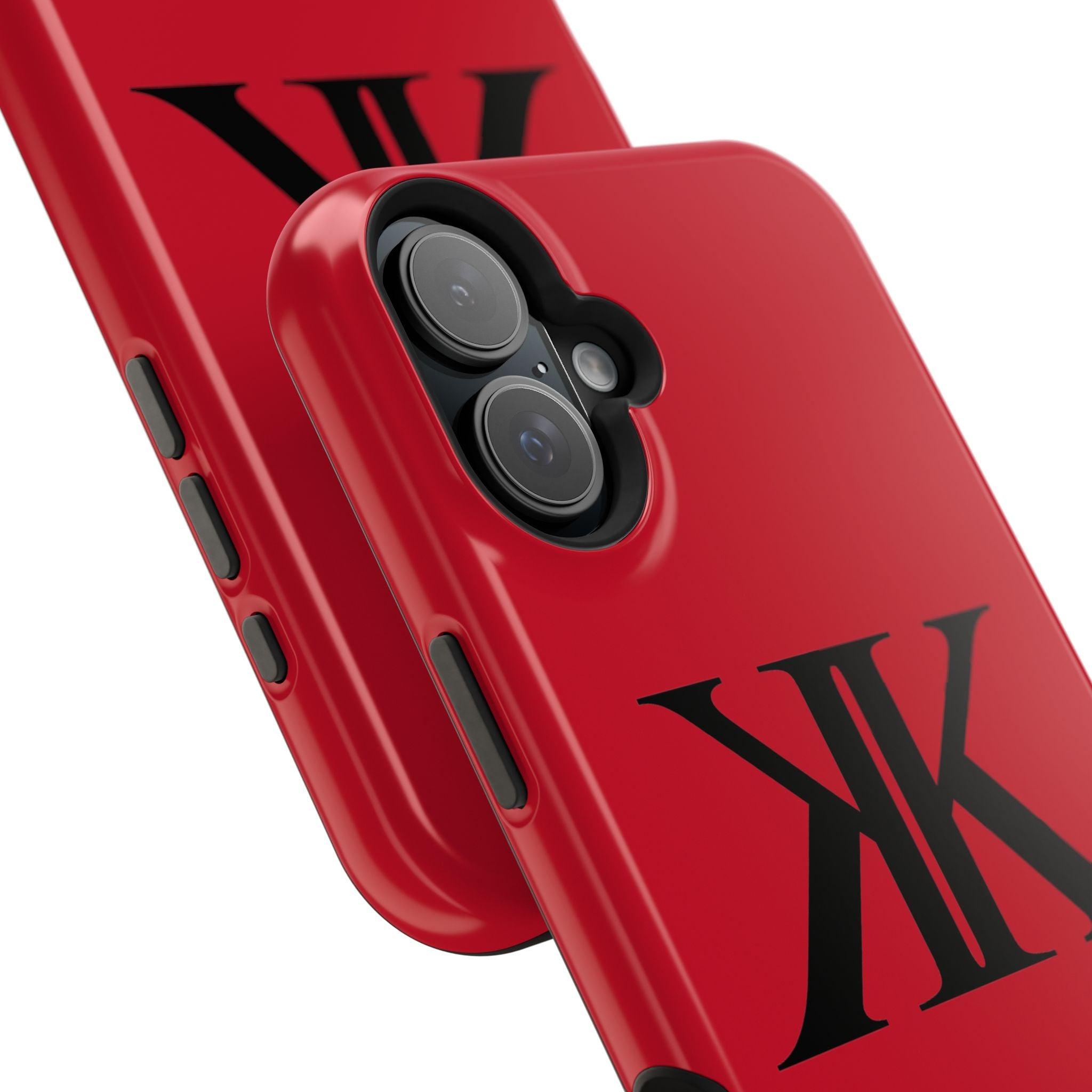Magnetic Impact-Resistant RED Case with Bold KK Monogram