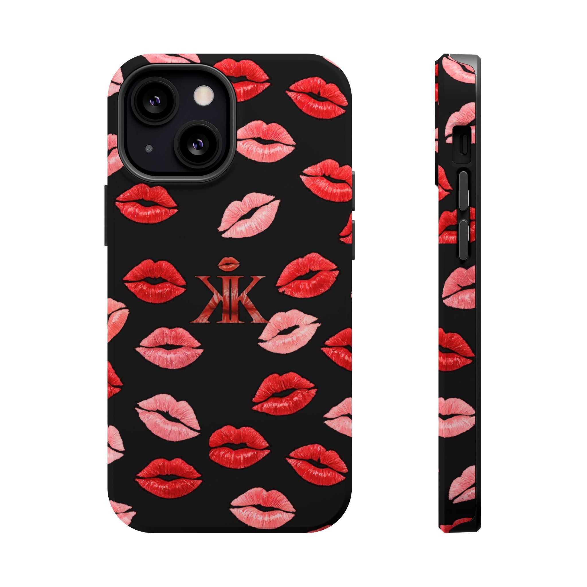 Psyche Collection BLACK - Kiss Pattern Magnetic Impact Phone Case