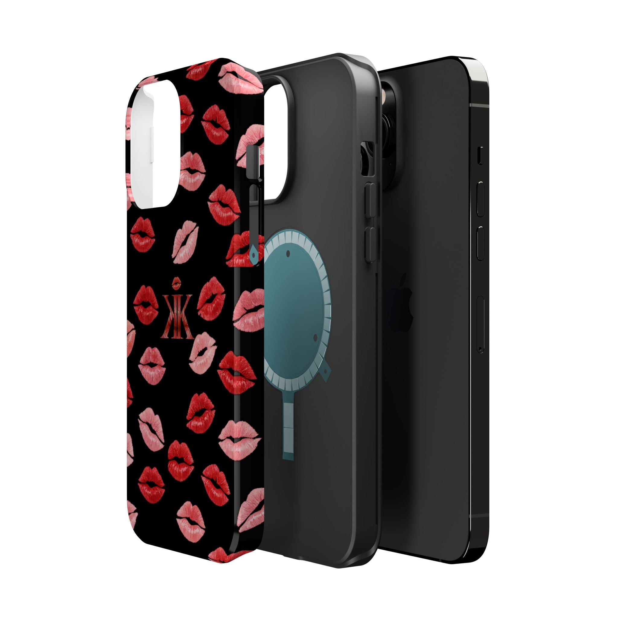 Psyche Collection BLACK - Kiss Pattern Magnetic Impact Phone Case