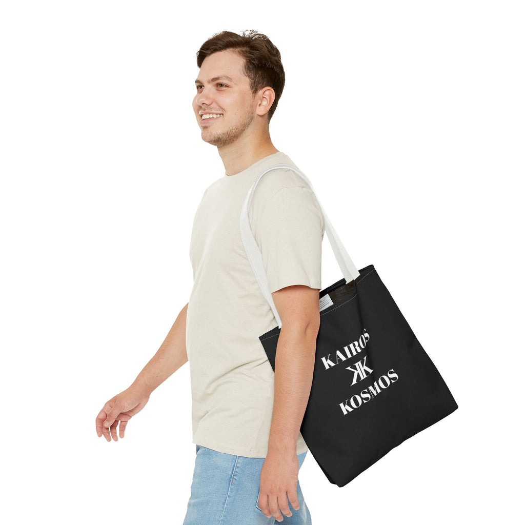 Kairos Kosmos BLACK Tote Bag – Minimalist Monogram Tote