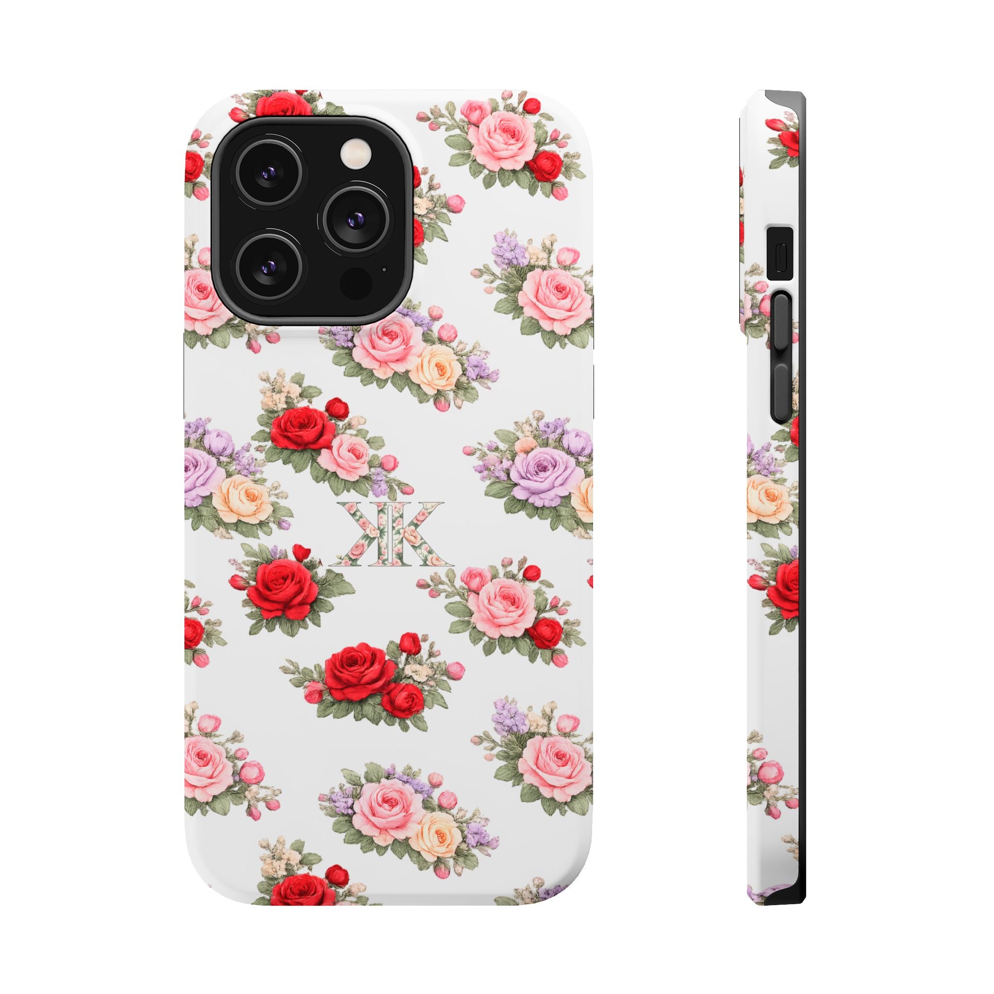 Anthos Collection Vintage Floral Rose Pattern Magnetic Impact-Resistant Phone Case