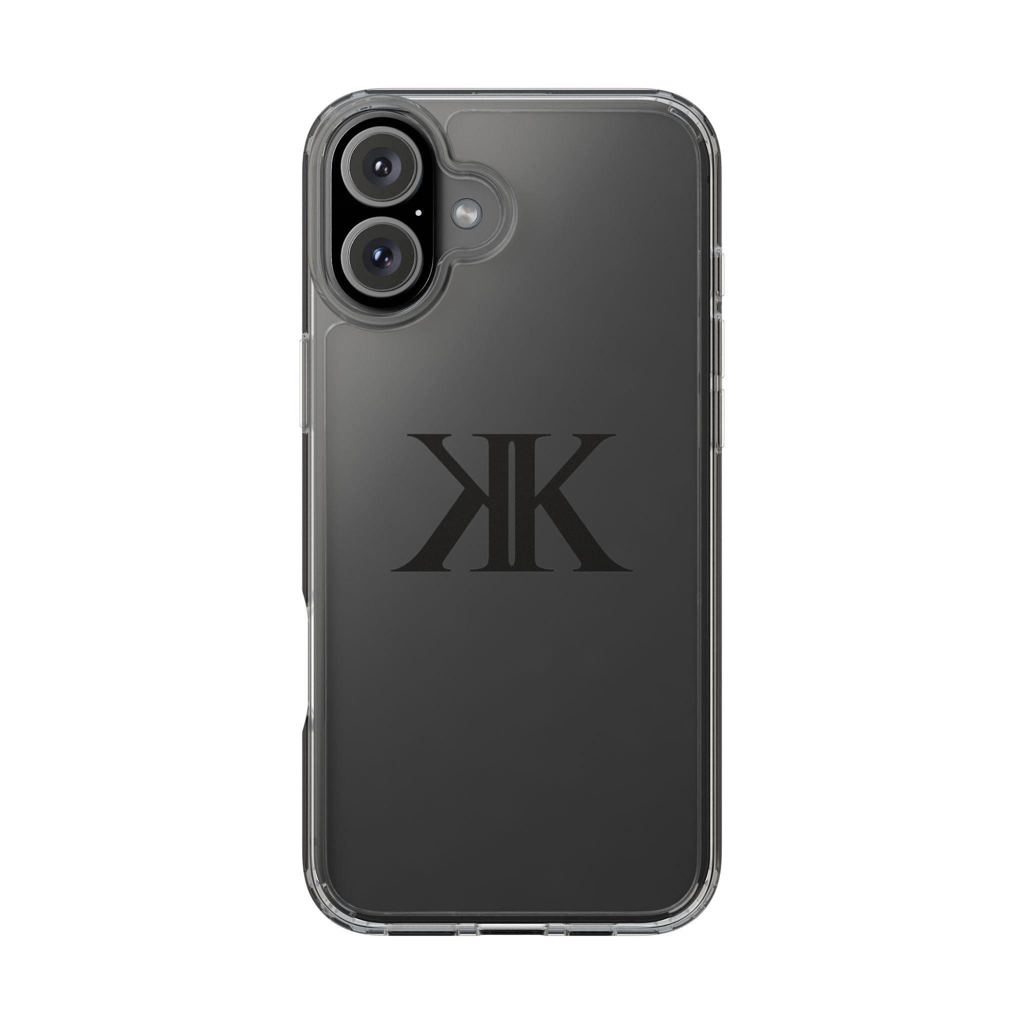 Kairos Kosmos Clear Phone Case — Minimal Black KK Monogram
