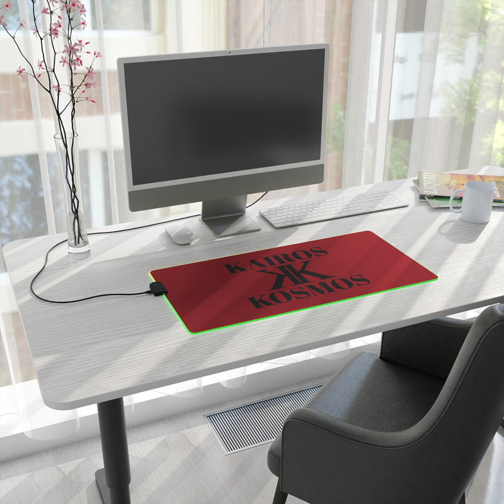 LED Gaming Mouse Pad RED — Kairos Kosmos Logo RGB Desk Mat