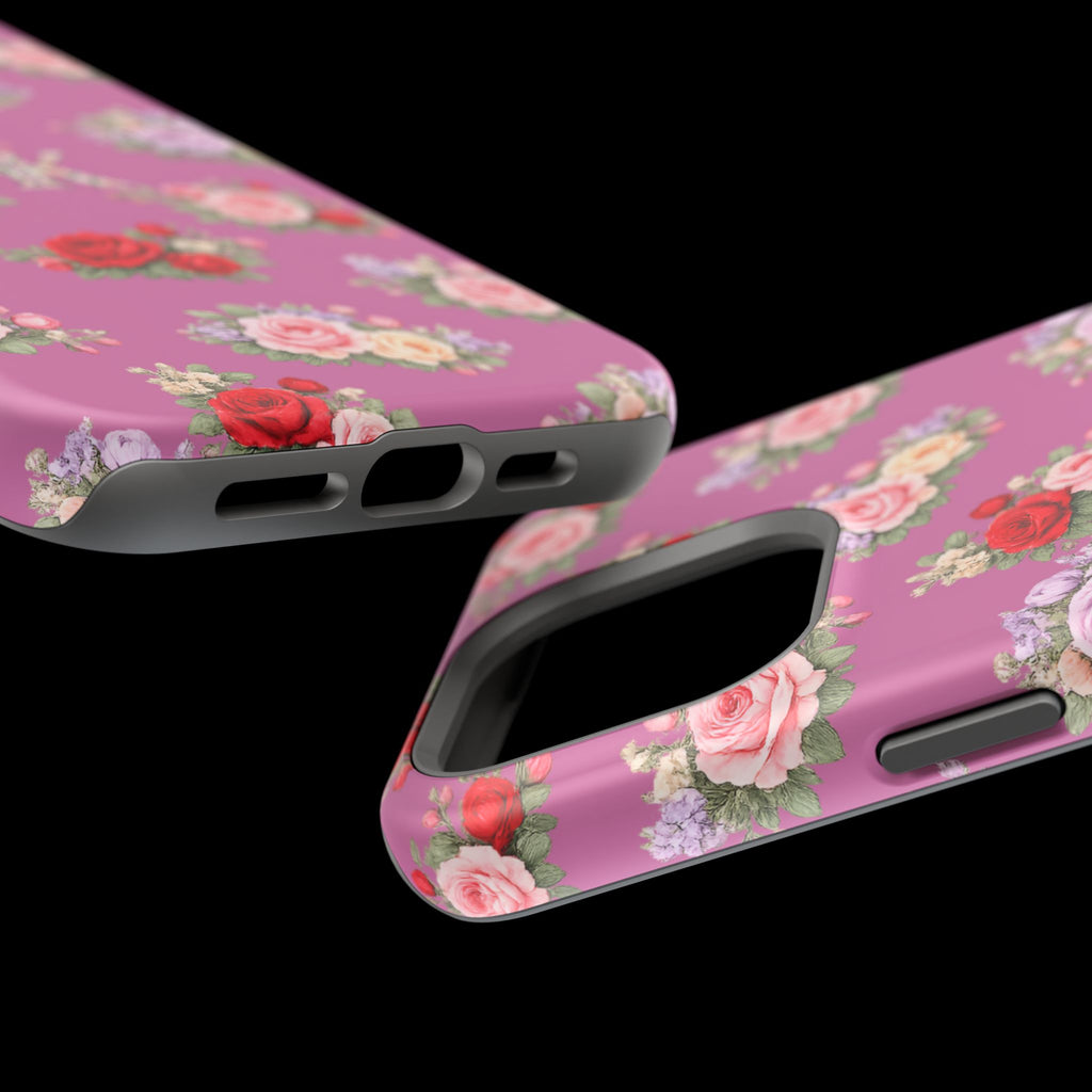 Anthos Collection Light Pink  Vintage Floral Rose Pattern Magnetic Impact-Resistant Phone Case